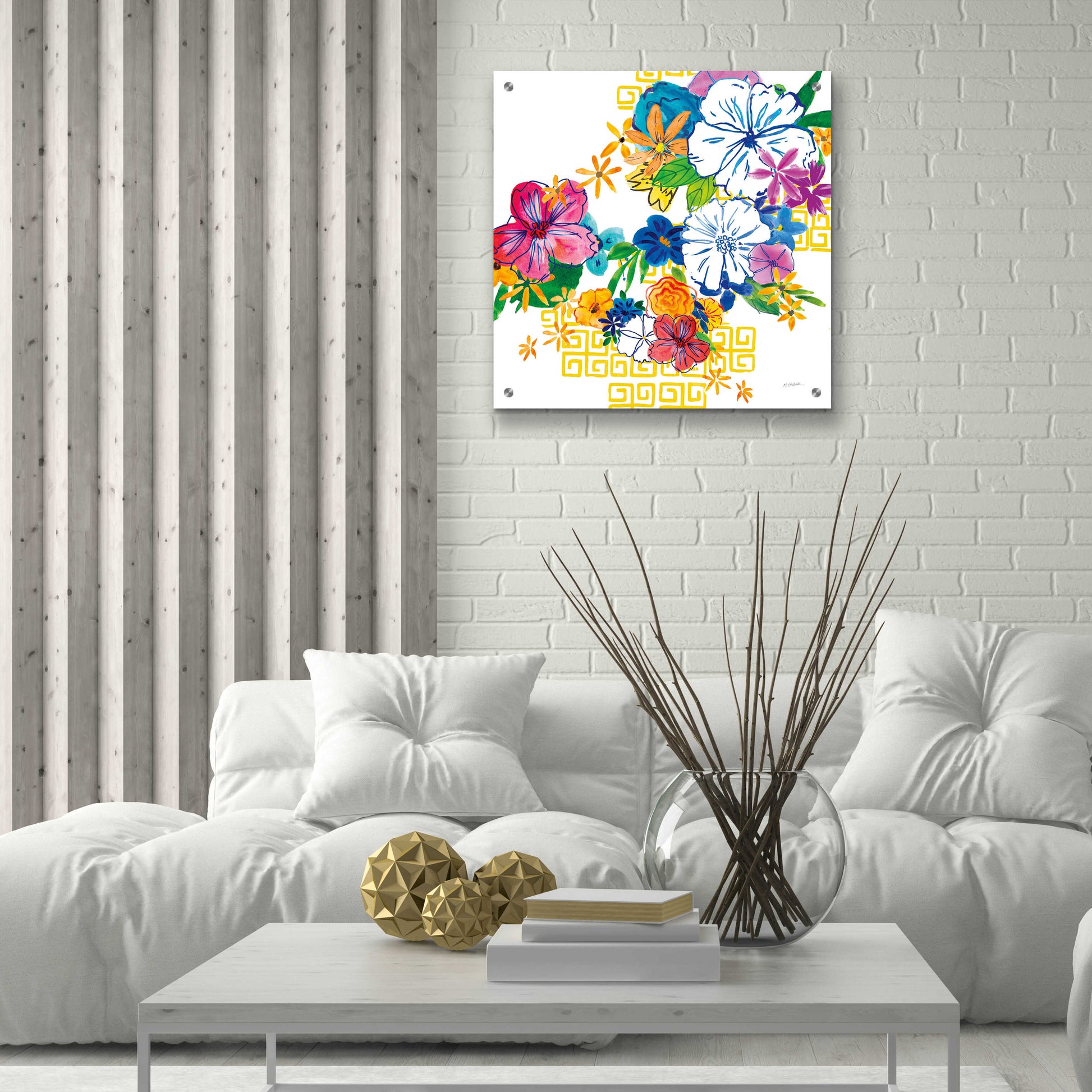 Epic Art 'Flower Power II' by Mike Schick, Acrylic Glass Wall Art,24x24