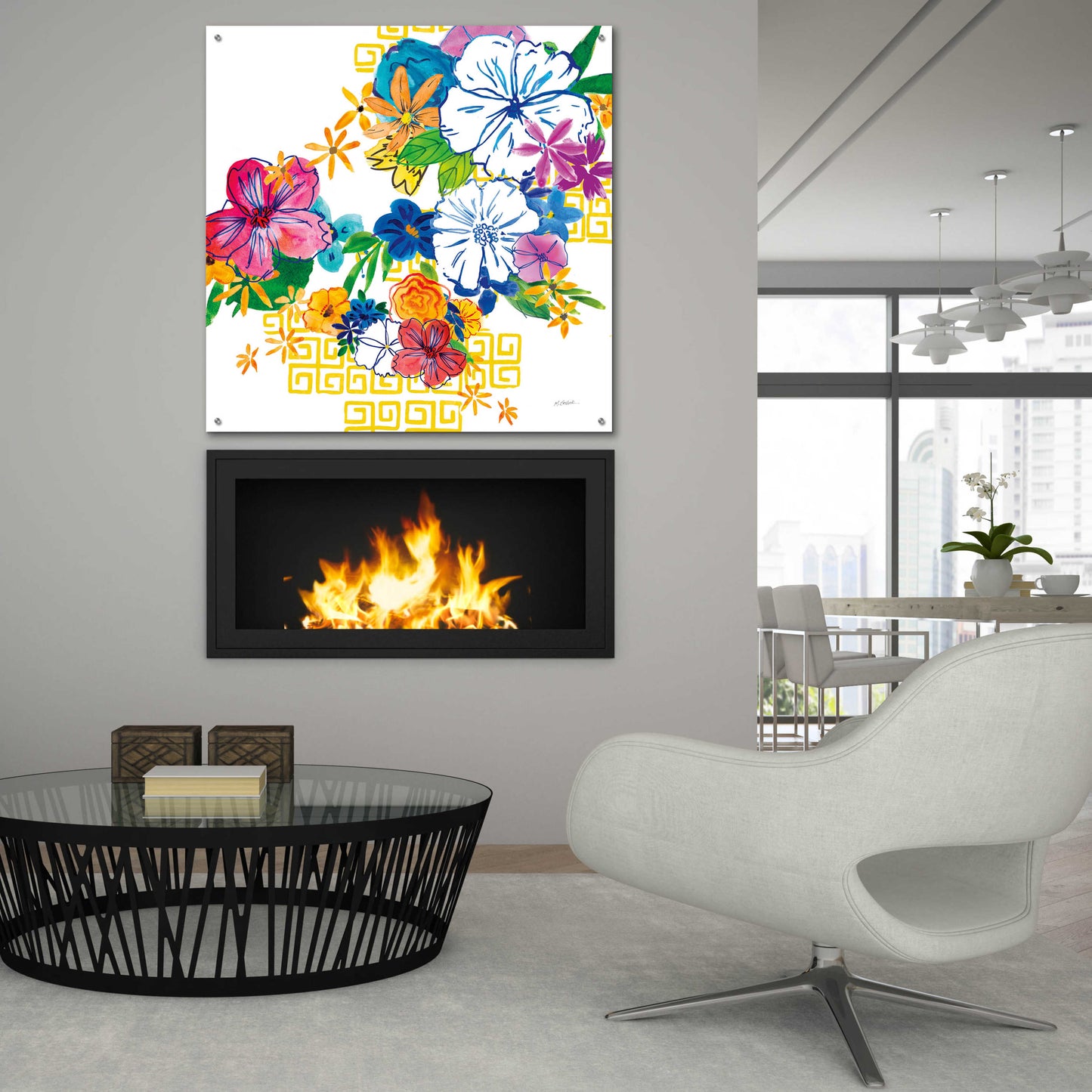 Epic Art 'Flower Power II' by Mike Schick, Acrylic Glass Wall Art,36x36