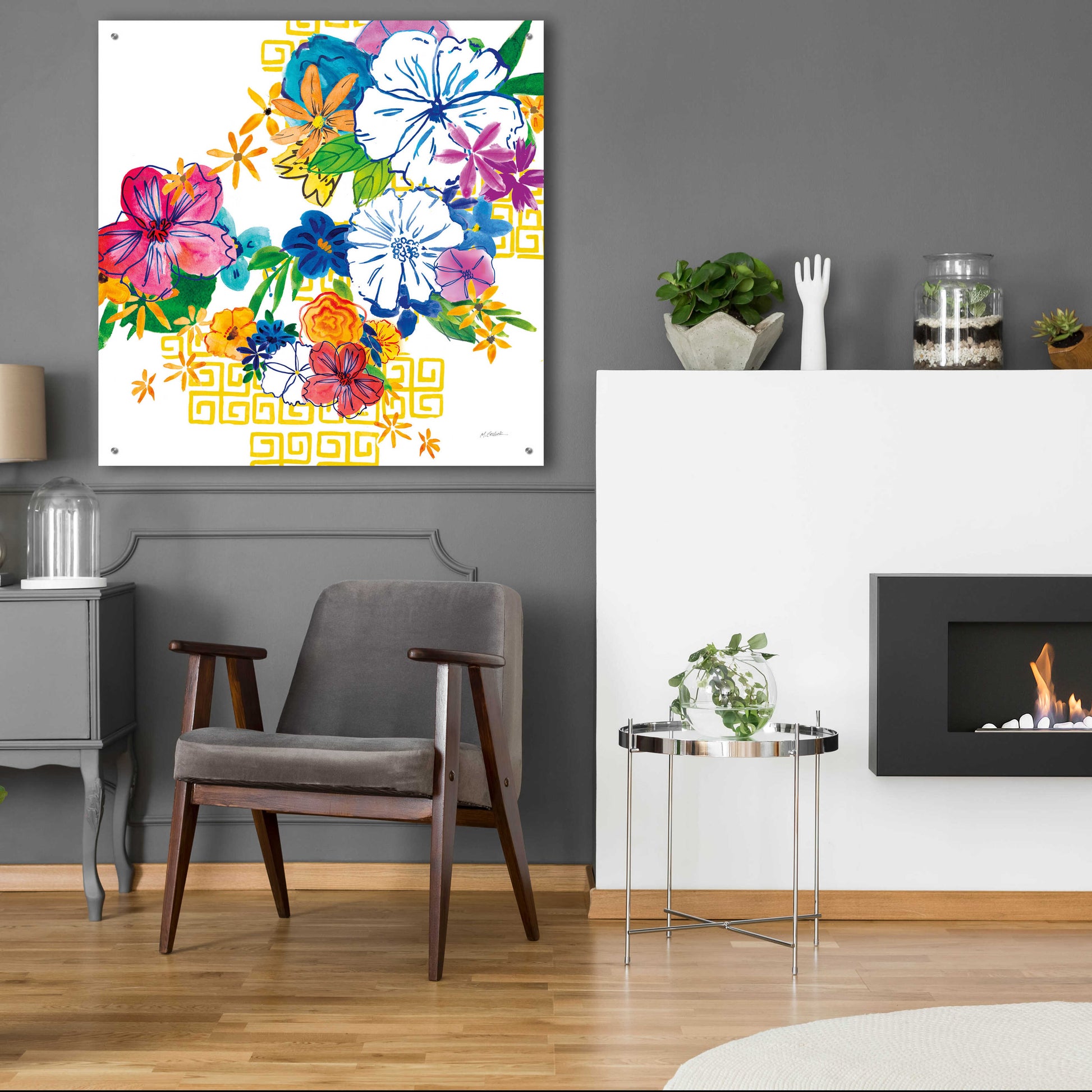 Epic Art 'Flower Power II' by Mike Schick, Acrylic Glass Wall Art,36x36