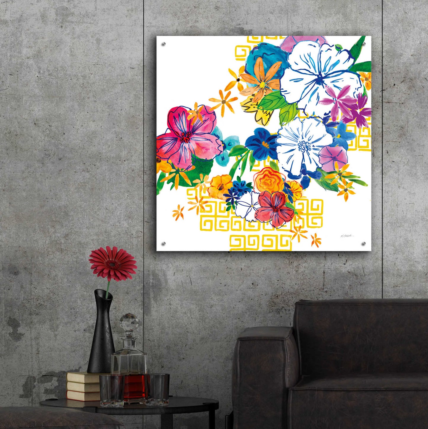 Epic Art 'Flower Power II' by Mike Schick, Acrylic Glass Wall Art,36x36