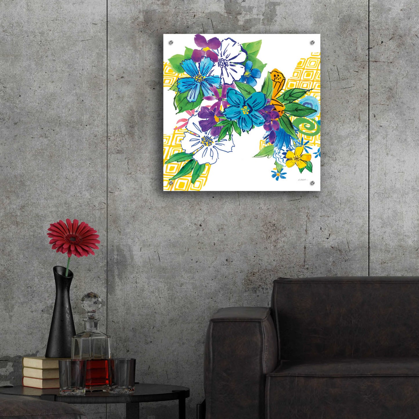 Epic Art 'Flower Power III' by Mike Schick, Acrylic Glass Wall Art,24x24