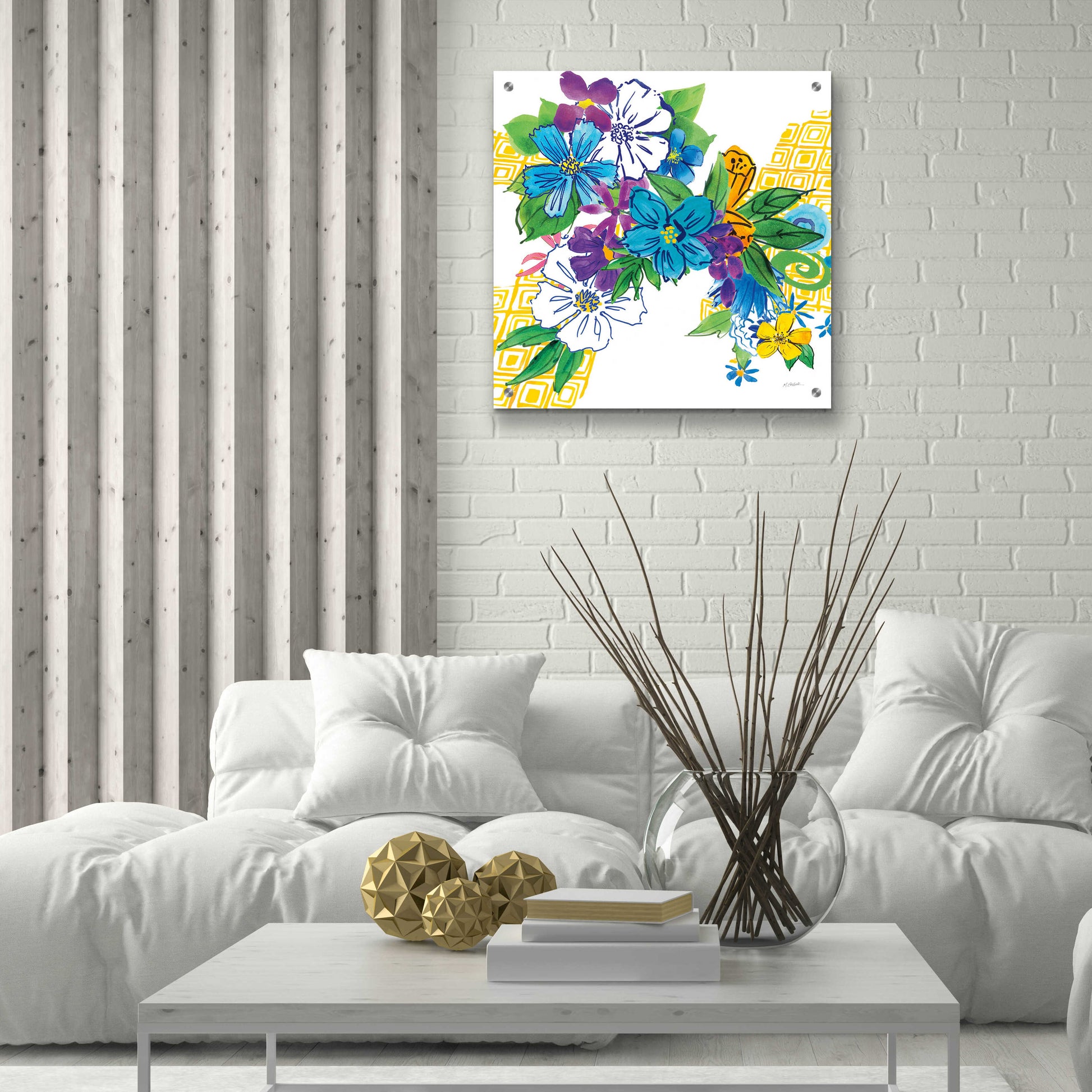 Epic Art 'Flower Power III' by Mike Schick, Acrylic Glass Wall Art,24x24