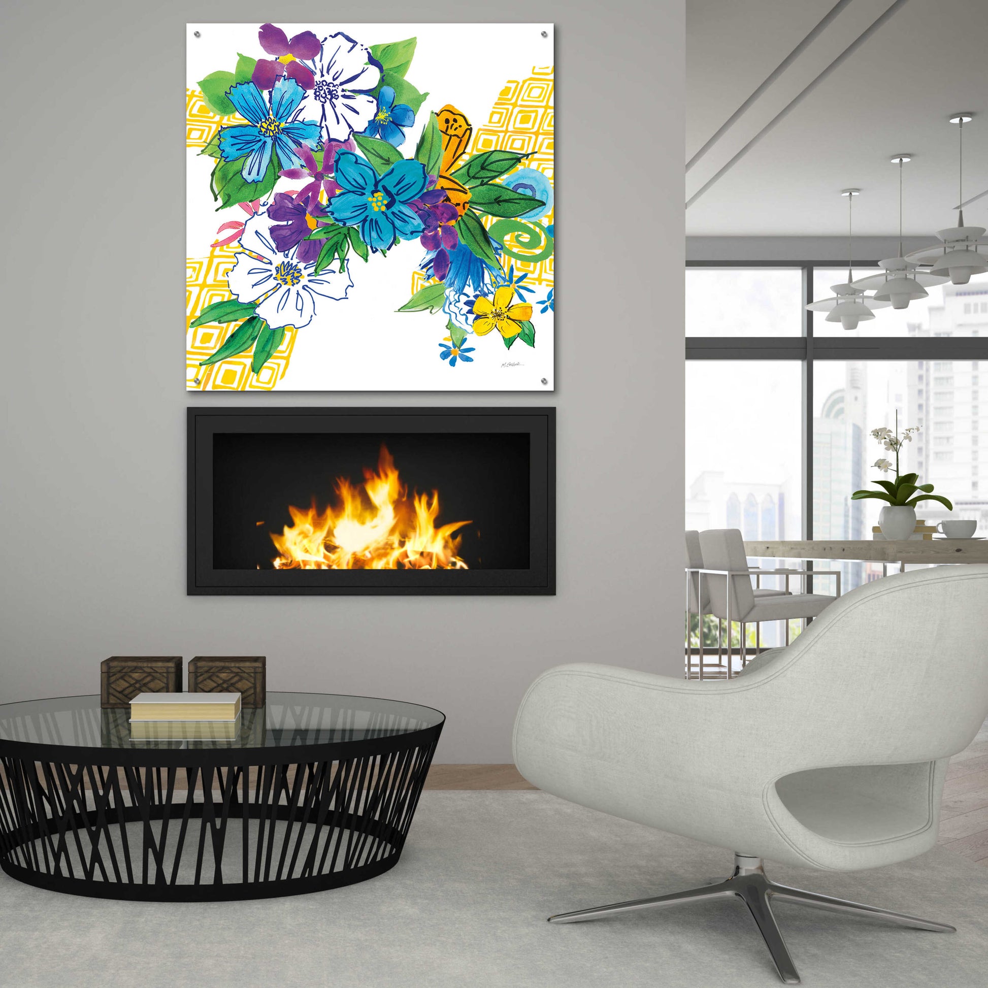 Epic Art 'Flower Power III' by Mike Schick, Acrylic Glass Wall Art,36x36