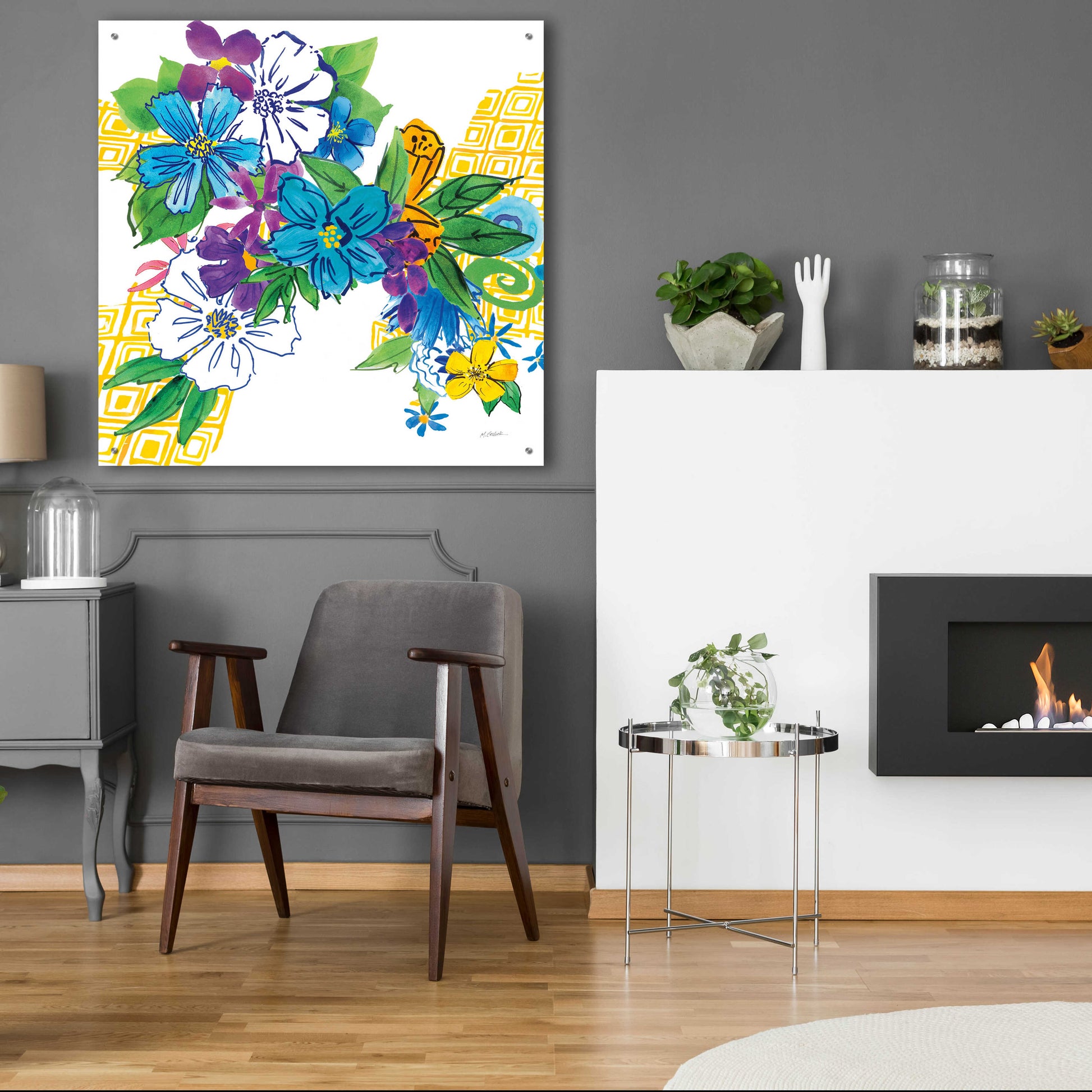 Epic Art 'Flower Power III' by Mike Schick, Acrylic Glass Wall Art,36x36