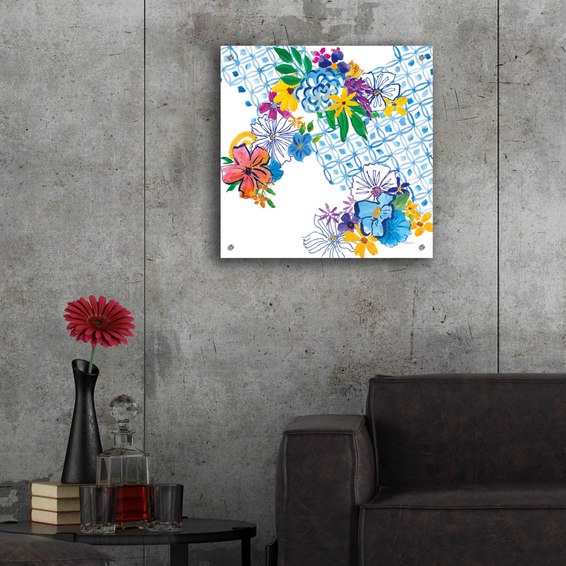 Epic Art 'Flower Power IV' by Mike Schick, Acrylic Glass Wall Art,24x24