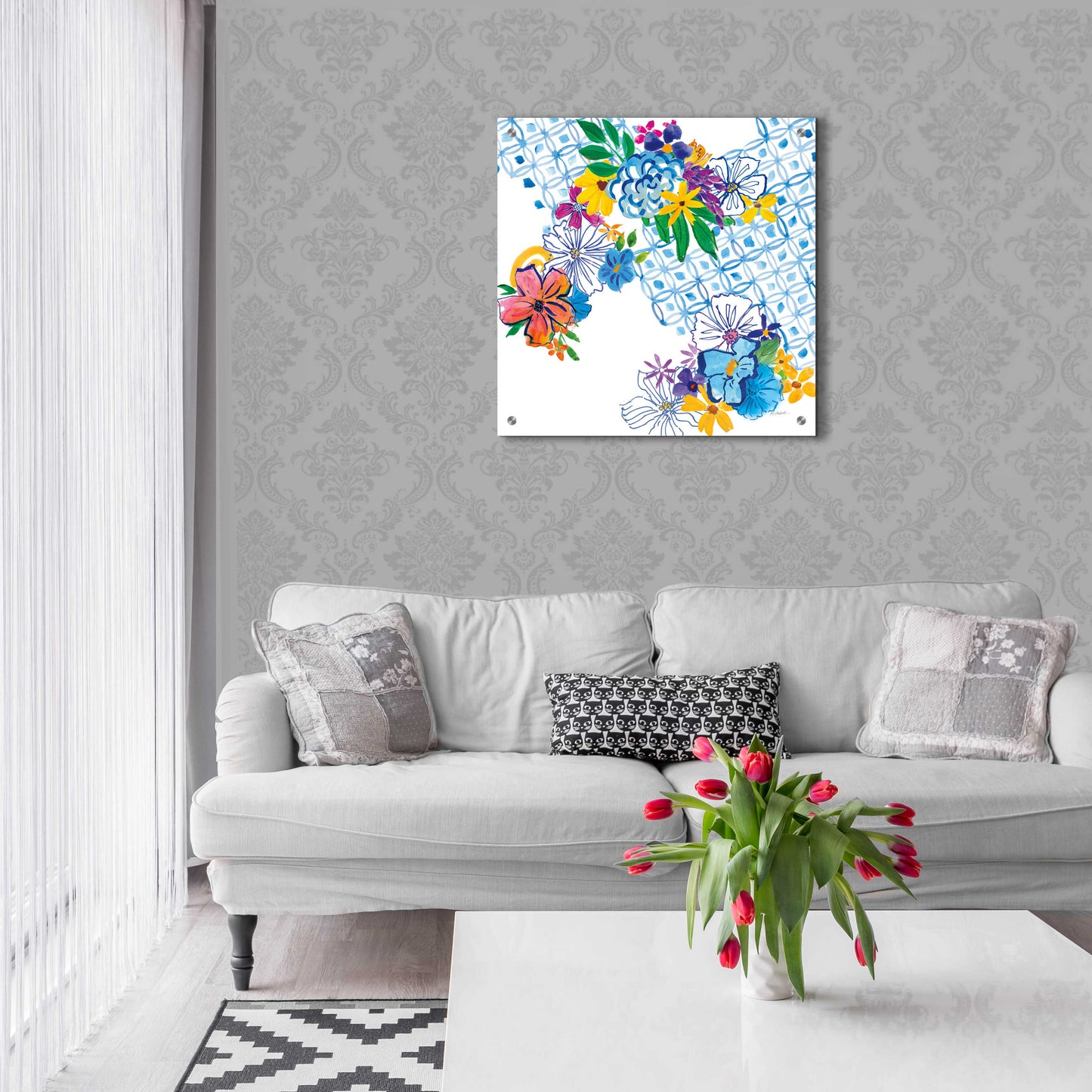 Epic Art 'Flower Power IV' by Mike Schick, Acrylic Glass Wall Art,24x24