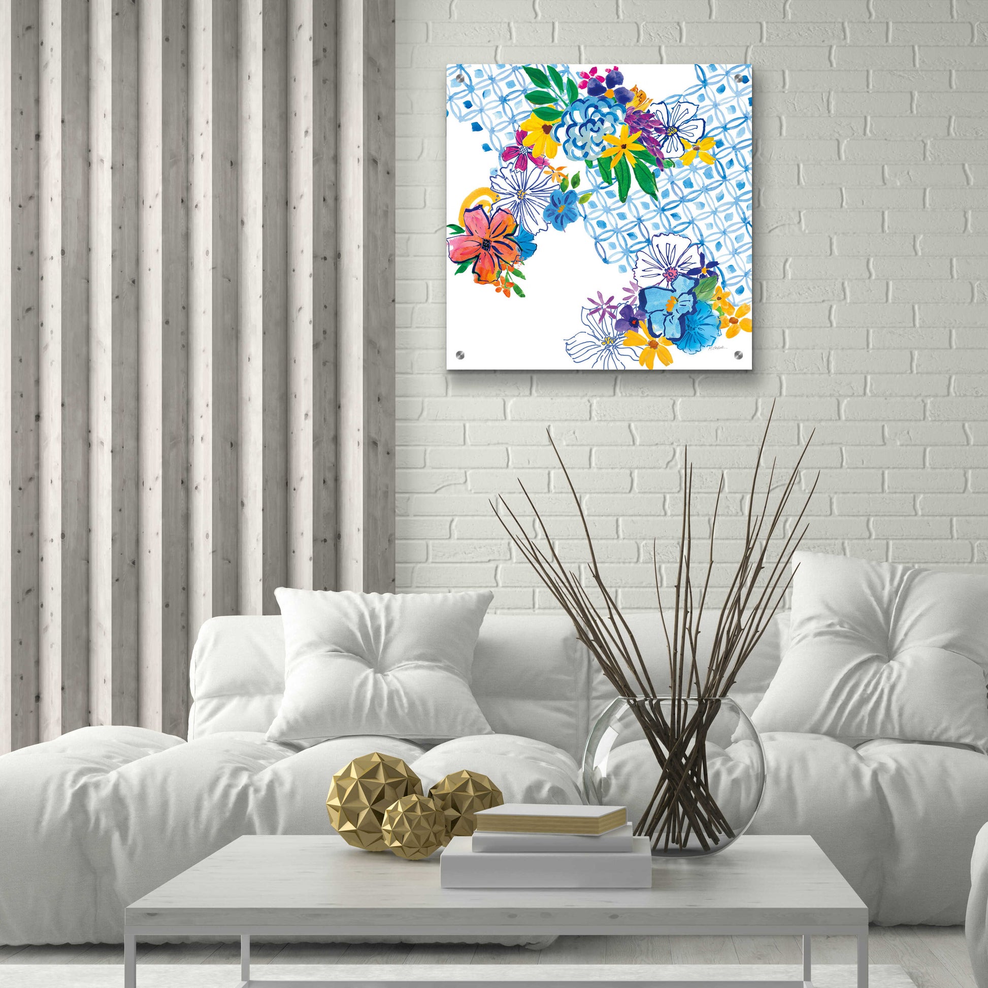 Epic Art 'Flower Power IV' by Mike Schick, Acrylic Glass Wall Art,24x24