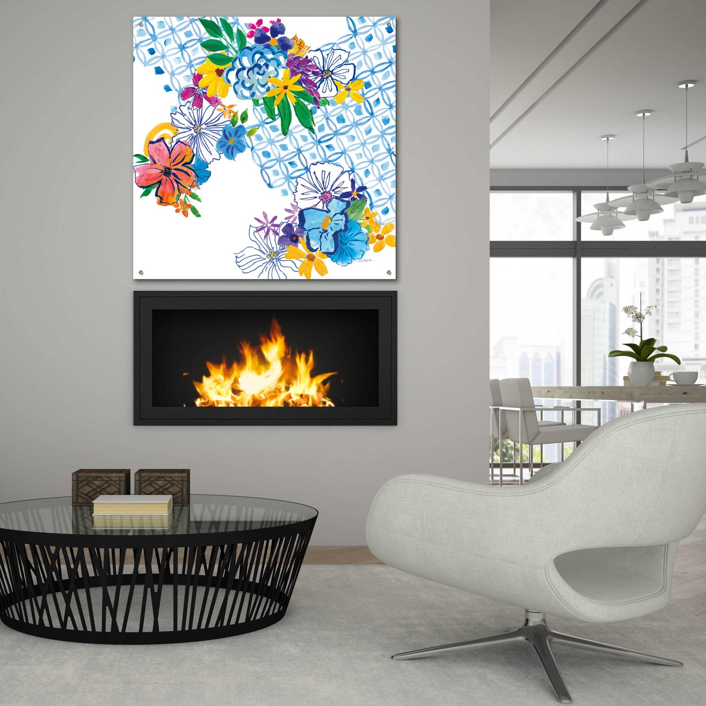 Epic Art 'Flower Power IV' by Mike Schick, Acrylic Glass Wall Art,36x36