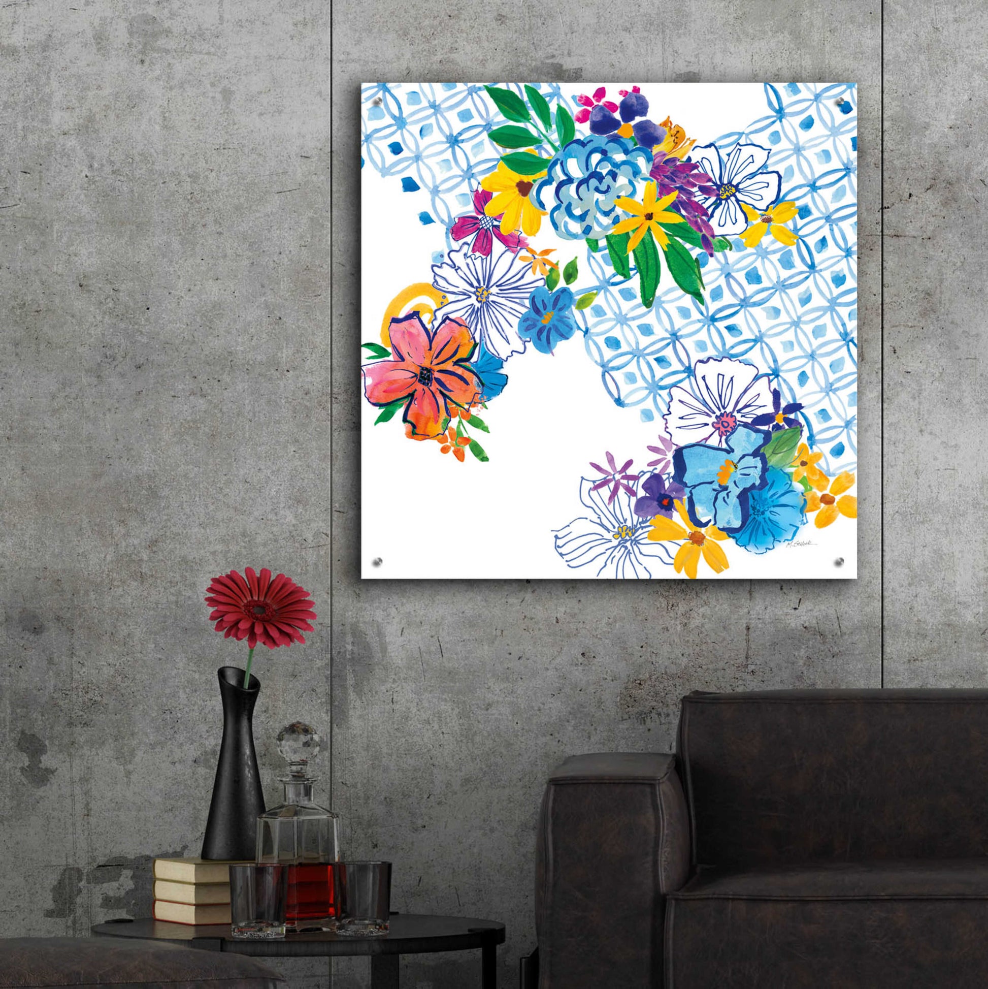 Epic Art 'Flower Power IV' by Mike Schick, Acrylic Glass Wall Art,36x36