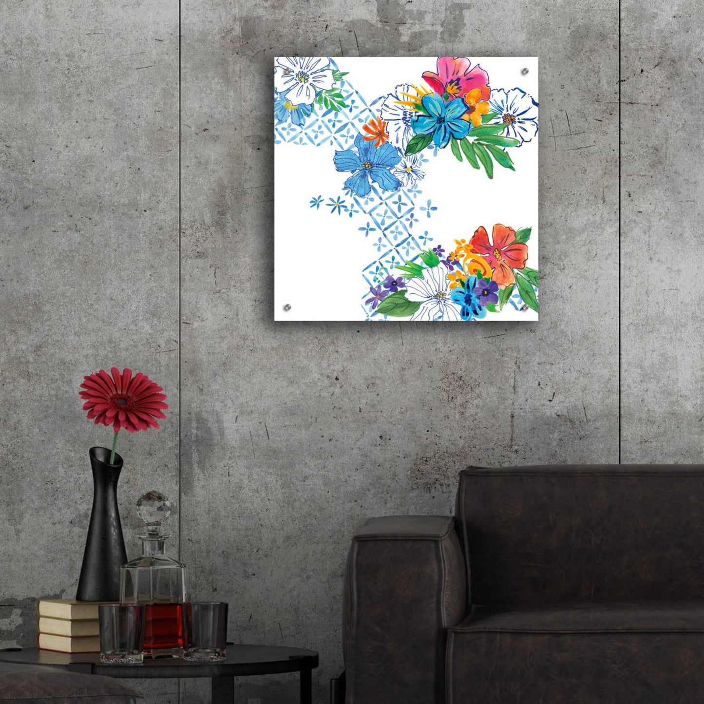 Epic Art 'Flower Power V' by Mike Schick, Acrylic Glass Wall Art,24x24