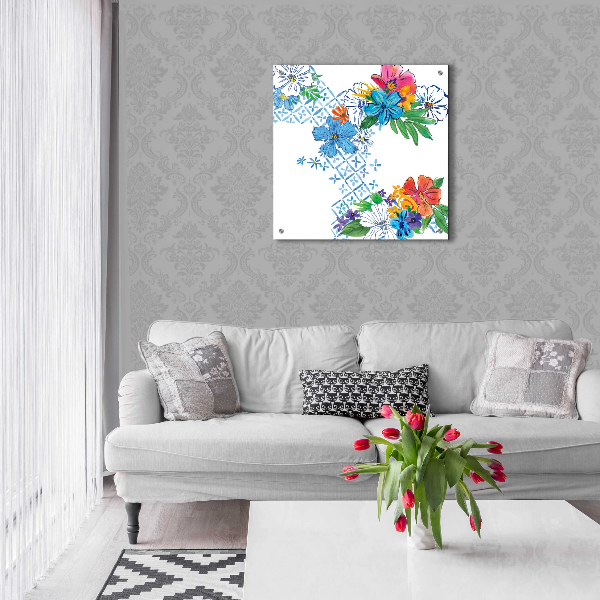 Epic Art 'Flower Power V' by Mike Schick, Acrylic Glass Wall Art,24x24