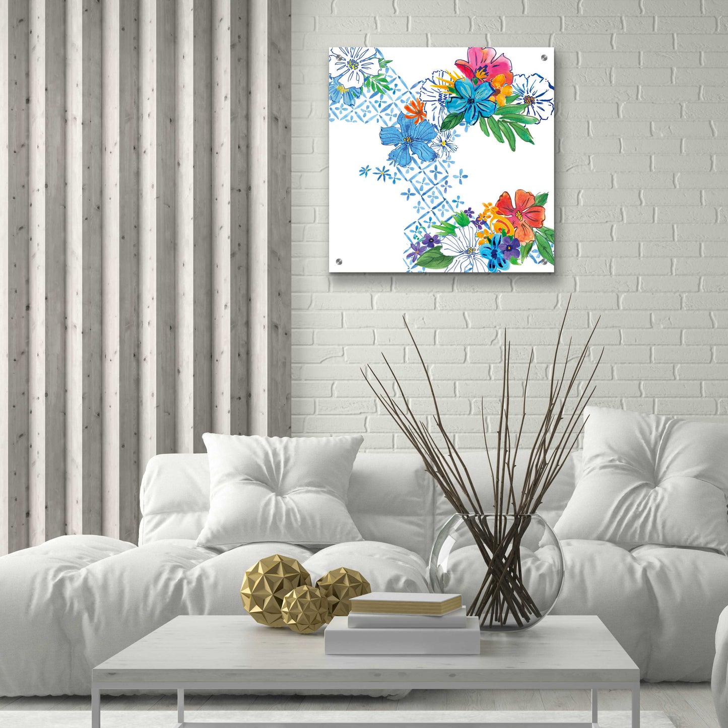 Epic Art 'Flower Power V' by Mike Schick, Acrylic Glass Wall Art,24x24