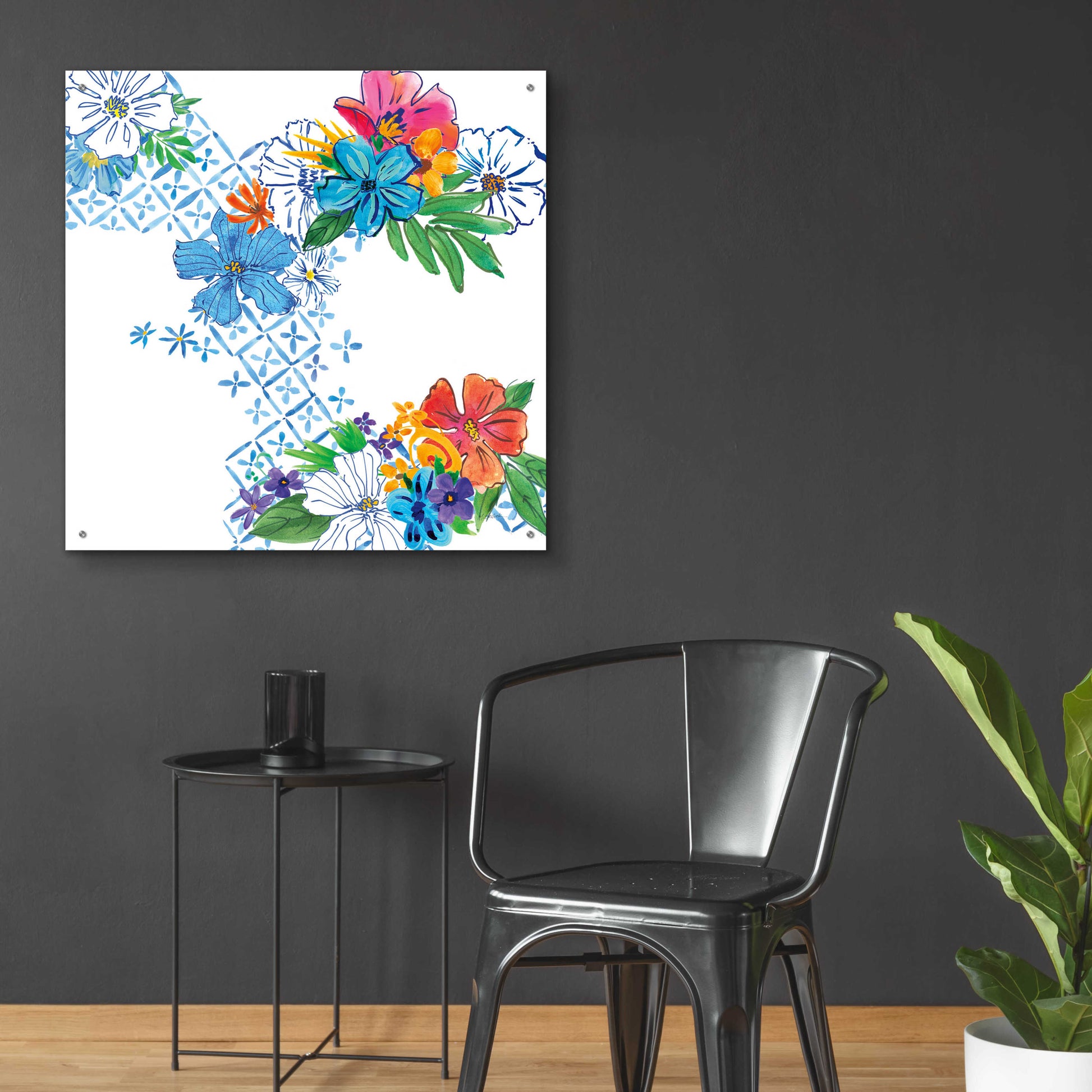 Epic Art 'Flower Power V' by Mike Schick, Acrylic Glass Wall Art,36x36