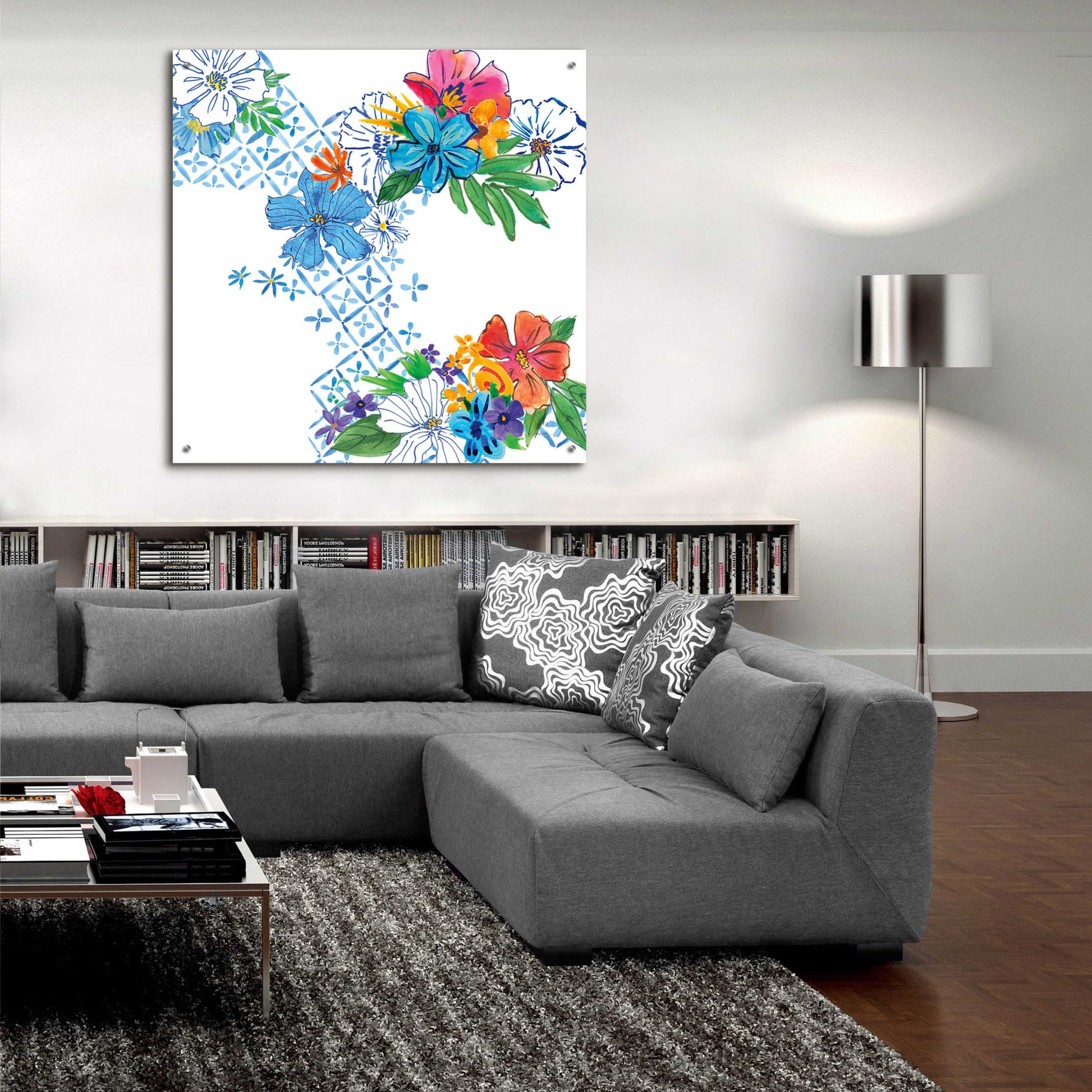 Epic Art 'Flower Power V' by Mike Schick, Acrylic Glass Wall Art,36x36