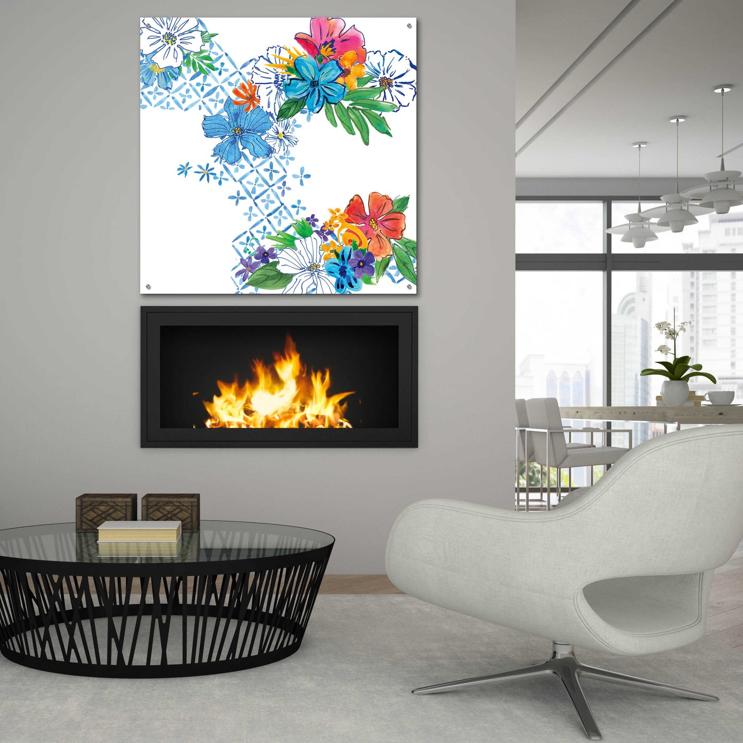 Epic Art 'Flower Power V' by Mike Schick, Acrylic Glass Wall Art,36x36