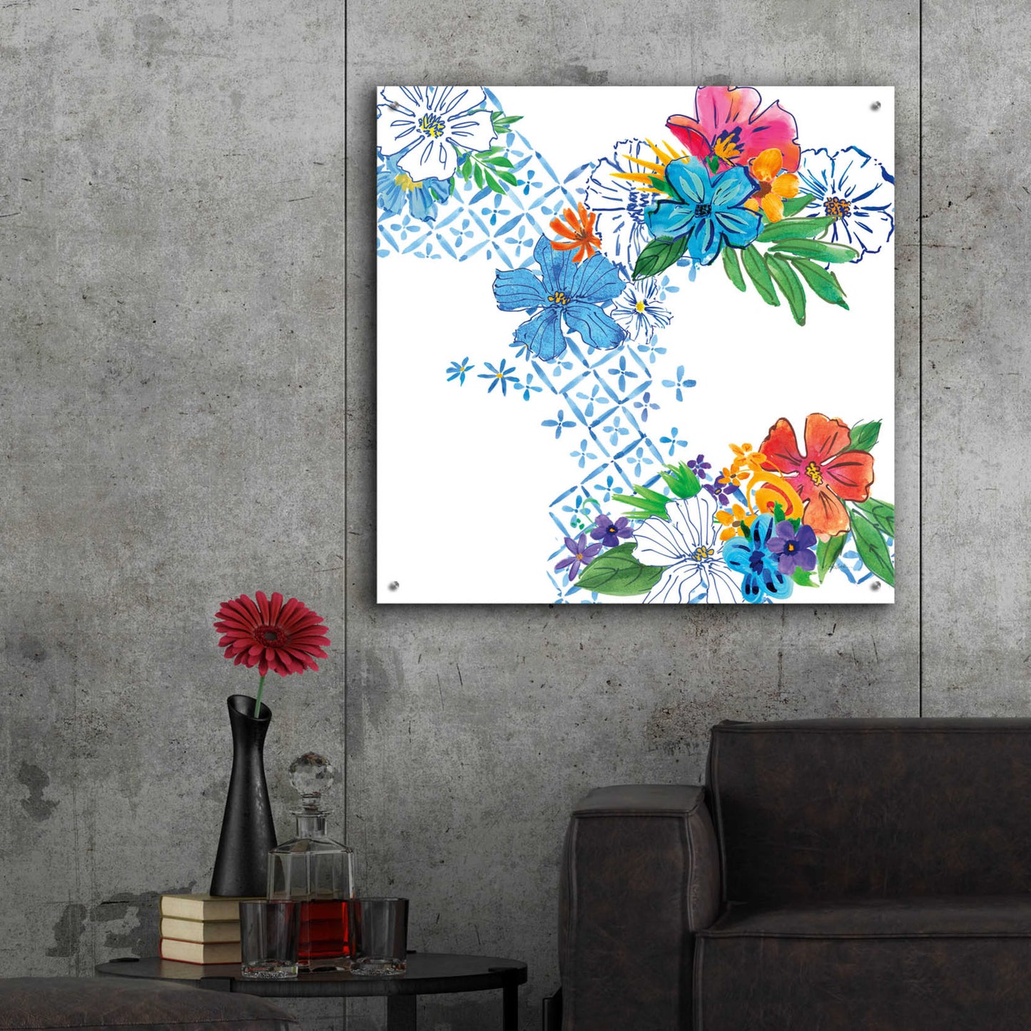 Epic Art 'Flower Power V' by Mike Schick, Acrylic Glass Wall Art,36x36