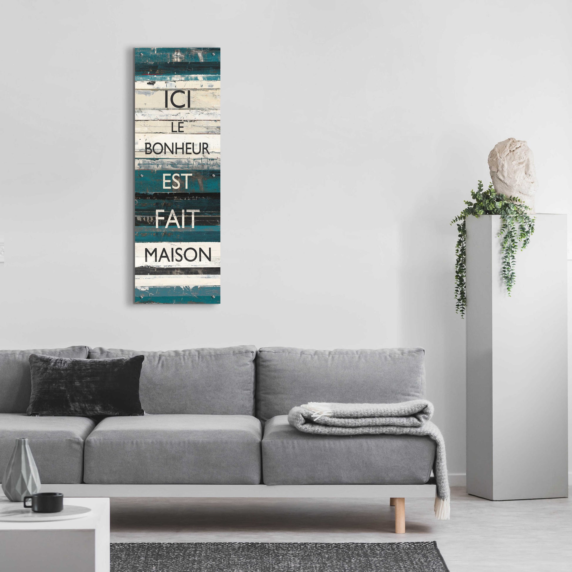 Epic Art 'Blue Zephyr Quote IV' by Mike Schick, Acrylic Glass Wall Art,16x48