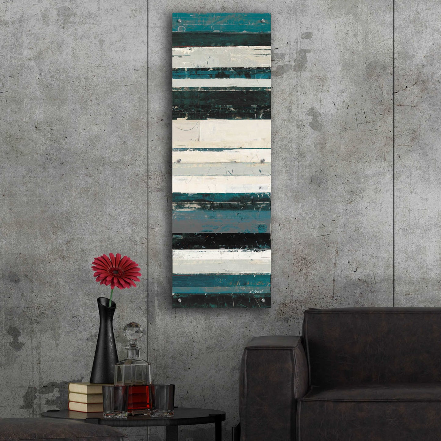 Epic Art 'Blue Zephyr IV' by Mike Schick, Acrylic Glass Wall Art,16x48