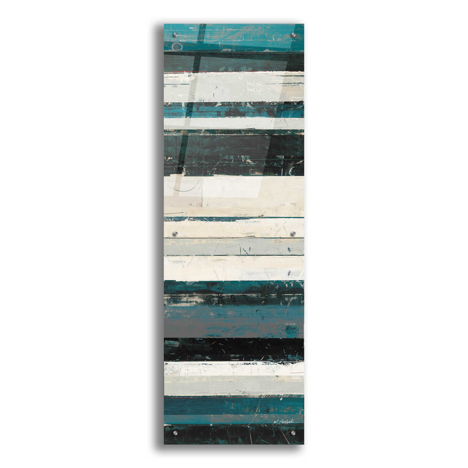 Epic Art 'Blue Zephyr IV' by Mike Schick, Acrylic Glass Wall Art,16x48