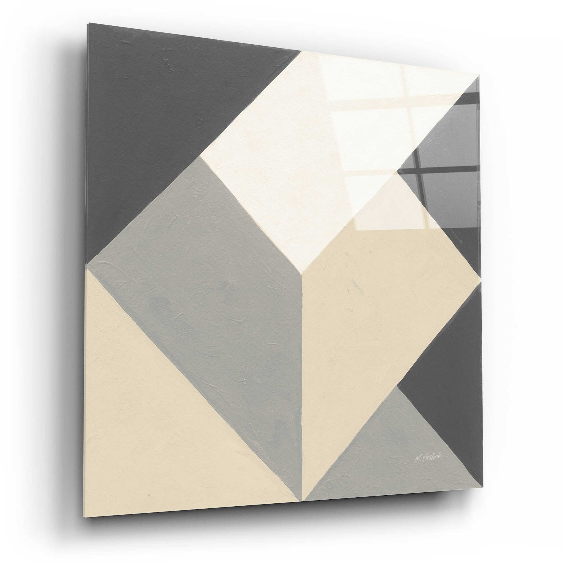 Epic Art 'Triangles I Neutral Crop' by Mike Schick, Acrylic Glass Wall Art,12x12