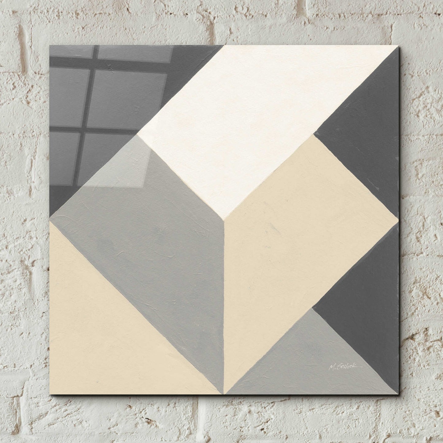 Epic Art 'Triangles I Neutral Crop' by Mike Schick, Acrylic Glass Wall Art,12x12