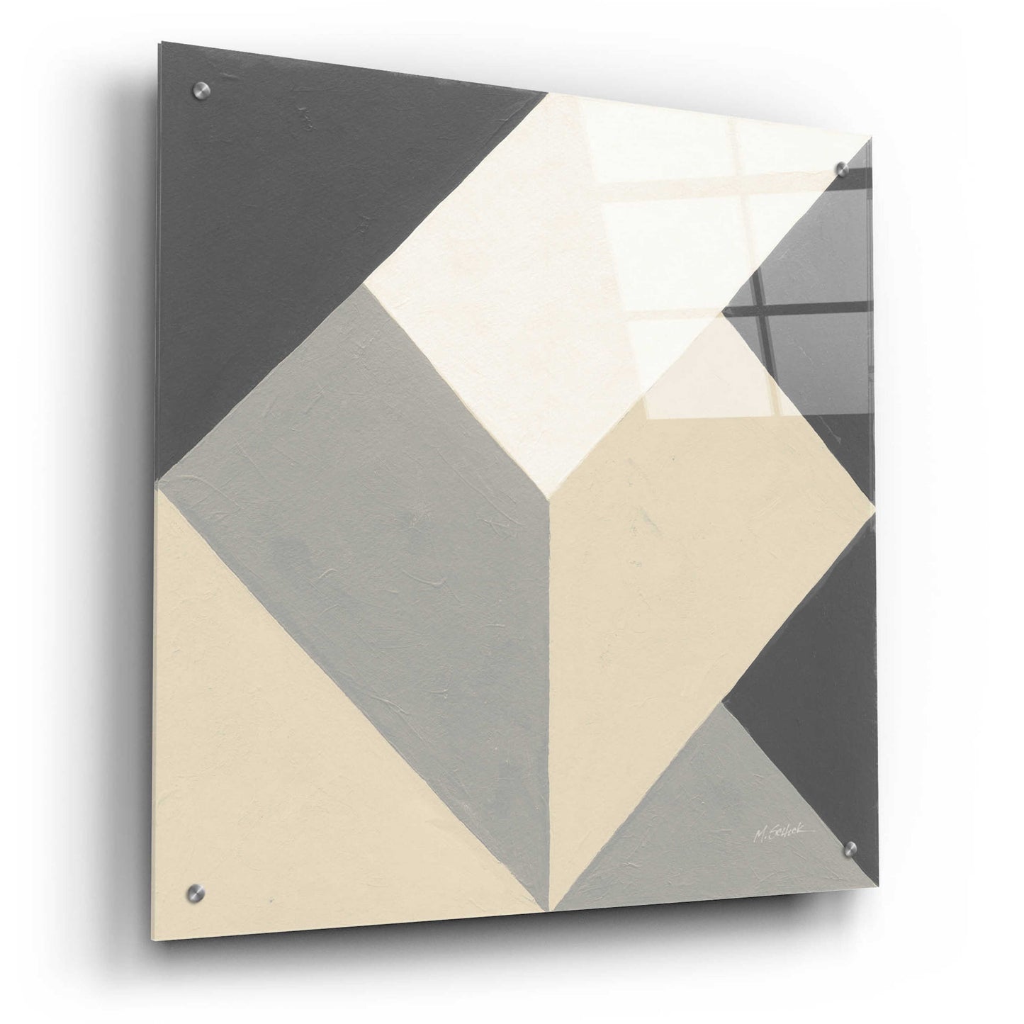 Epic Art 'Triangles I Neutral Crop' by Mike Schick, Acrylic Glass Wall Art,24x24