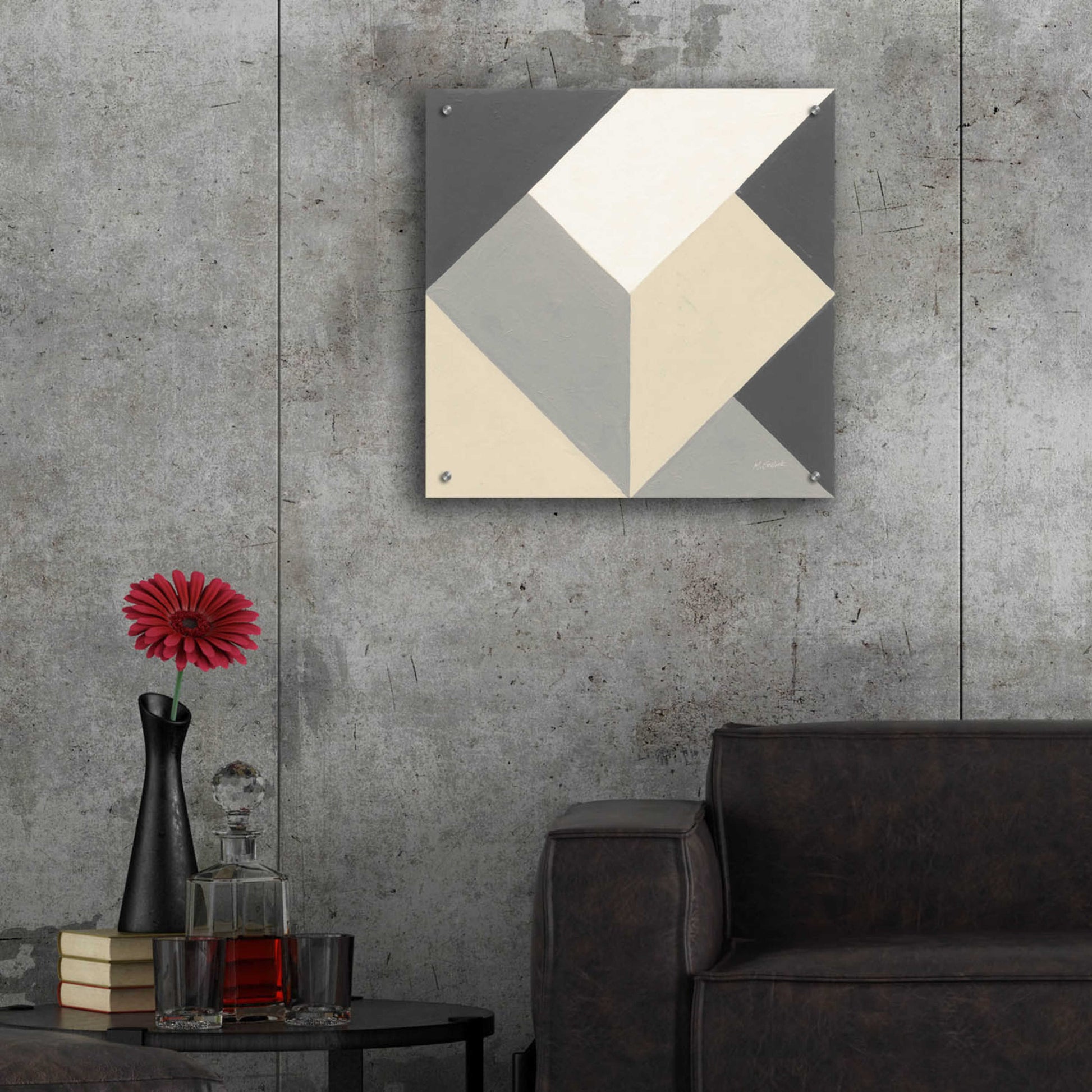 Epic Art 'Triangles I Neutral Crop' by Mike Schick, Acrylic Glass Wall Art,24x24