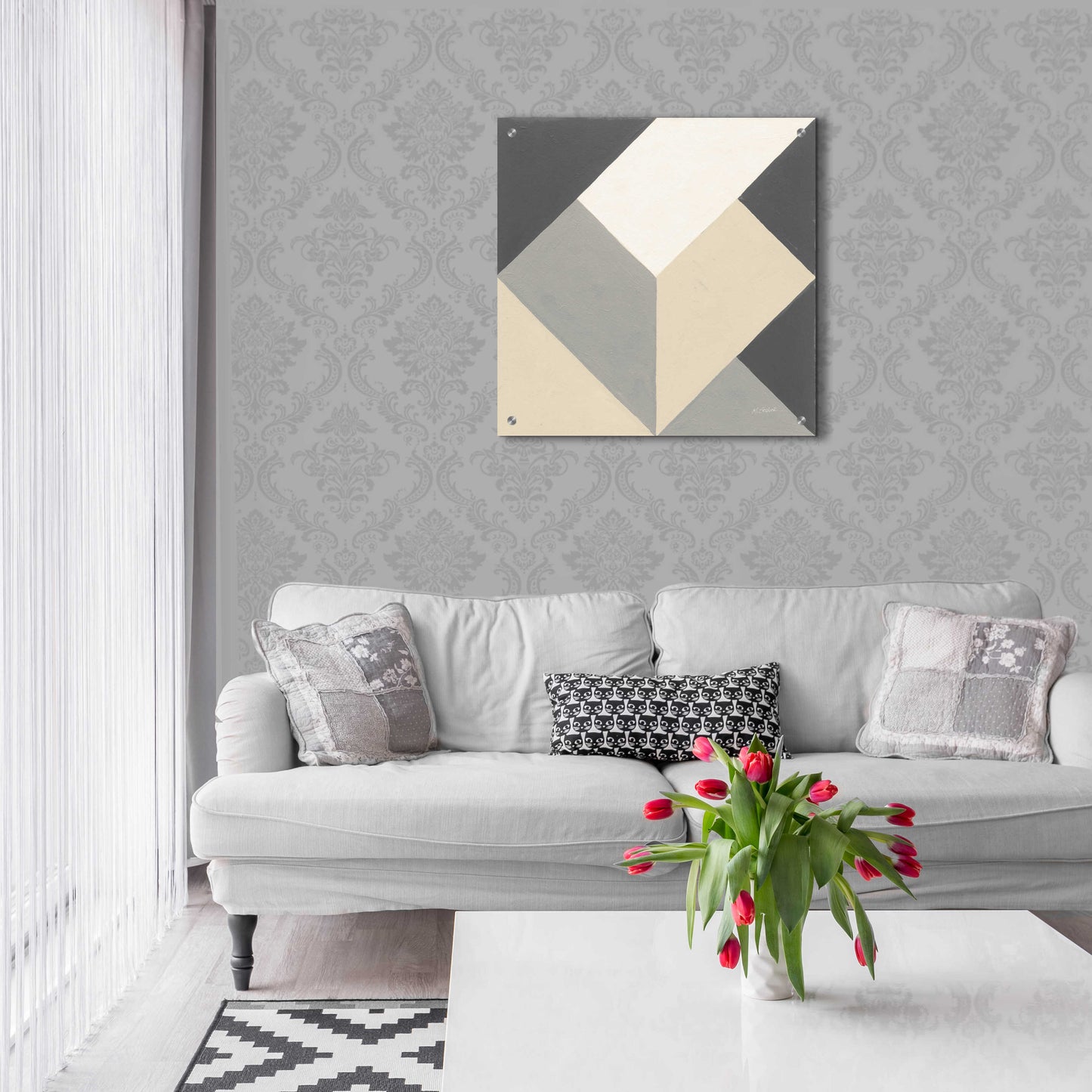 Epic Art 'Triangles I Neutral Crop' by Mike Schick, Acrylic Glass Wall Art,24x24