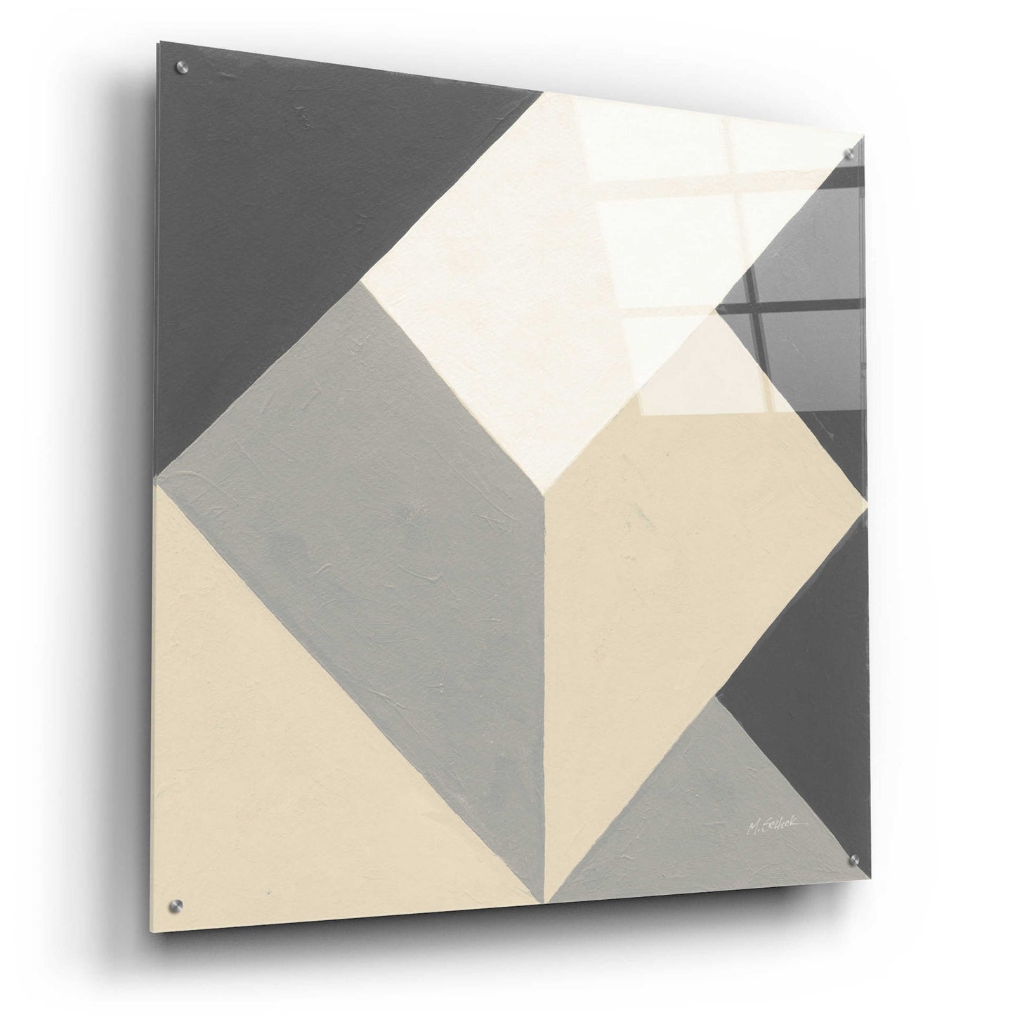 Epic Art 'Triangles I Neutral Crop' by Mike Schick, Acrylic Glass Wall Art,36x36