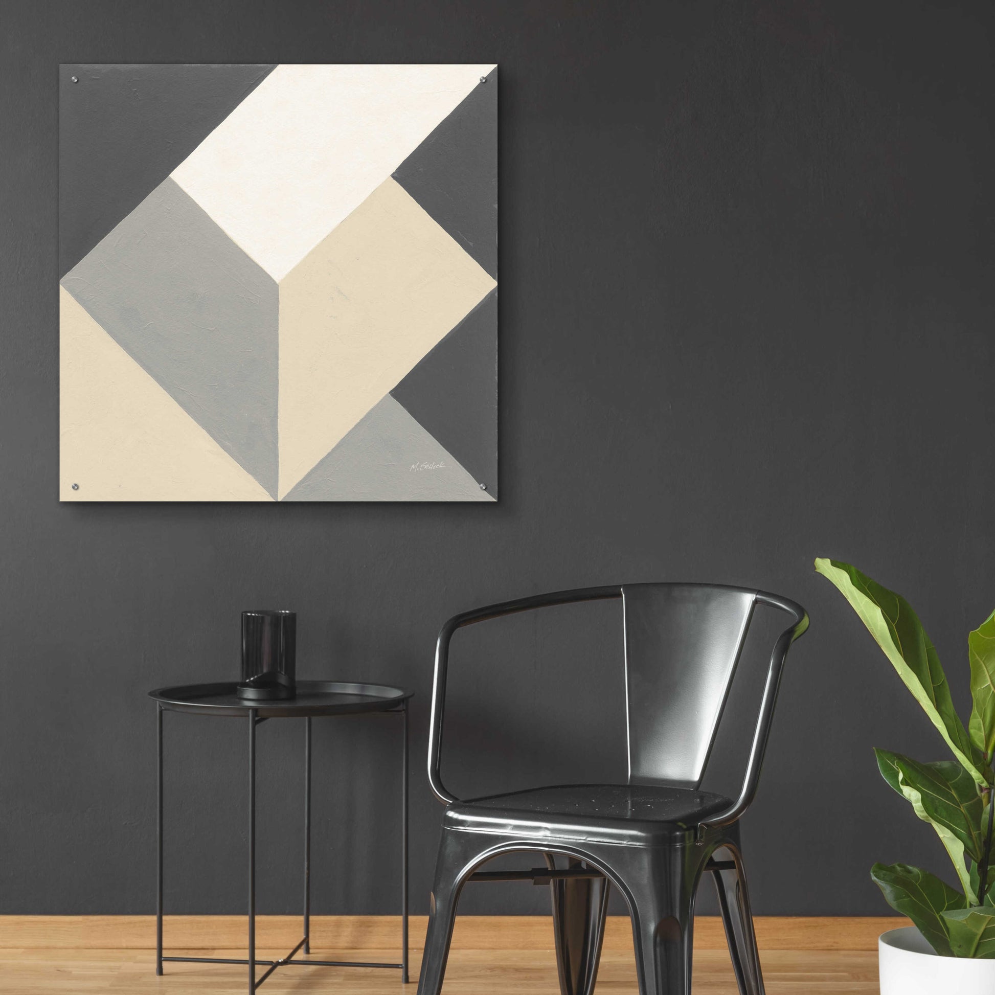 Epic Art 'Triangles I Neutral Crop' by Mike Schick, Acrylic Glass Wall Art,36x36