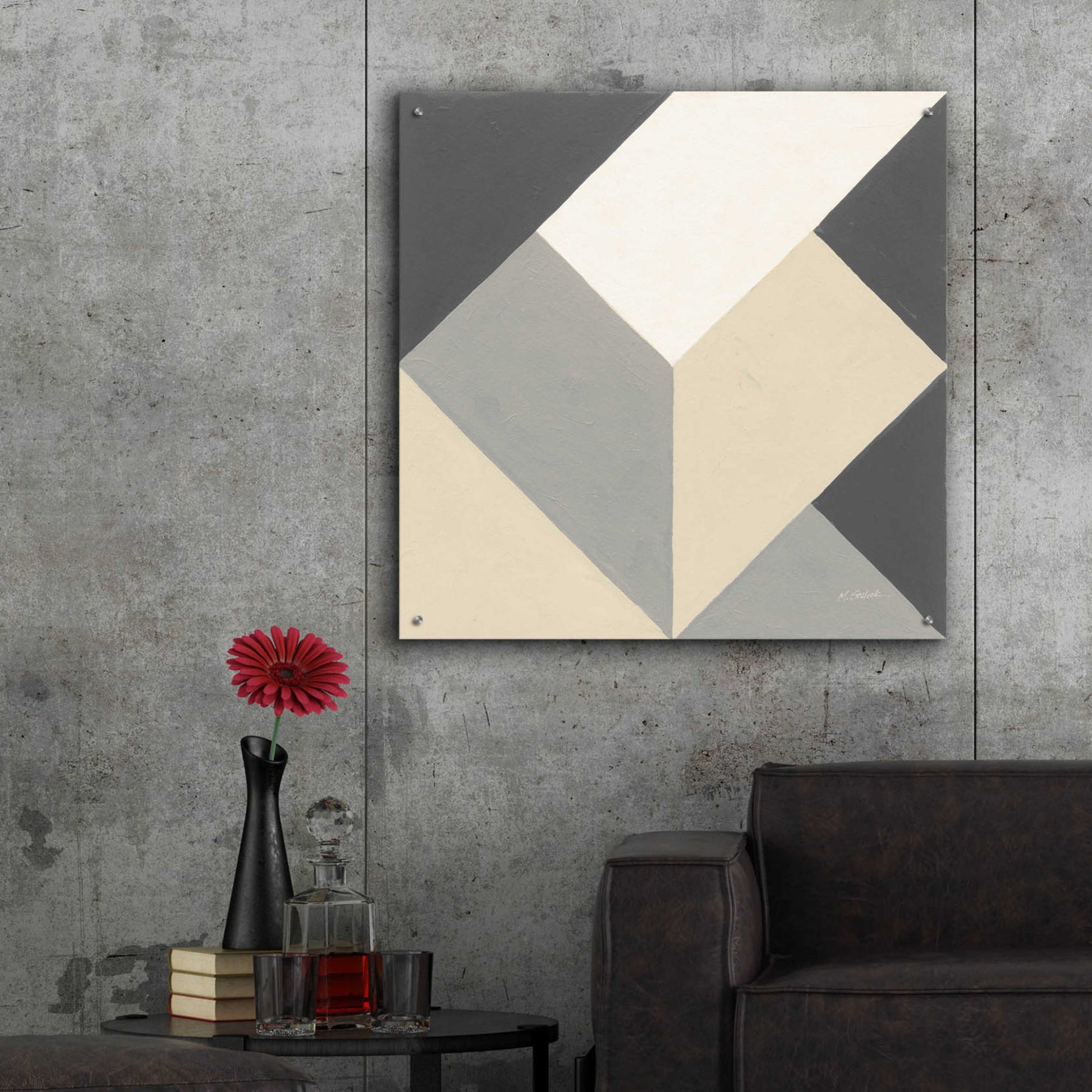 Epic Art 'Triangles I Neutral Crop' by Mike Schick, Acrylic Glass Wall Art,36x36