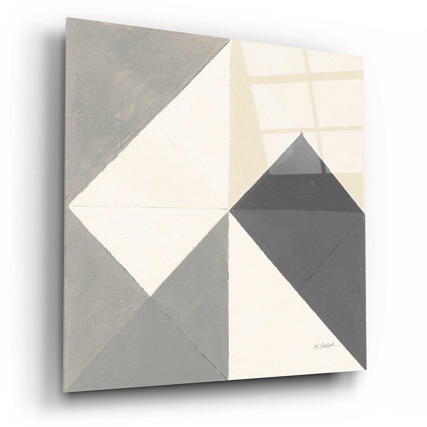 Epic Art 'Triangles IV Neutral Crop' by Mike Schick, Acrylic Glass Wall Art,12x12