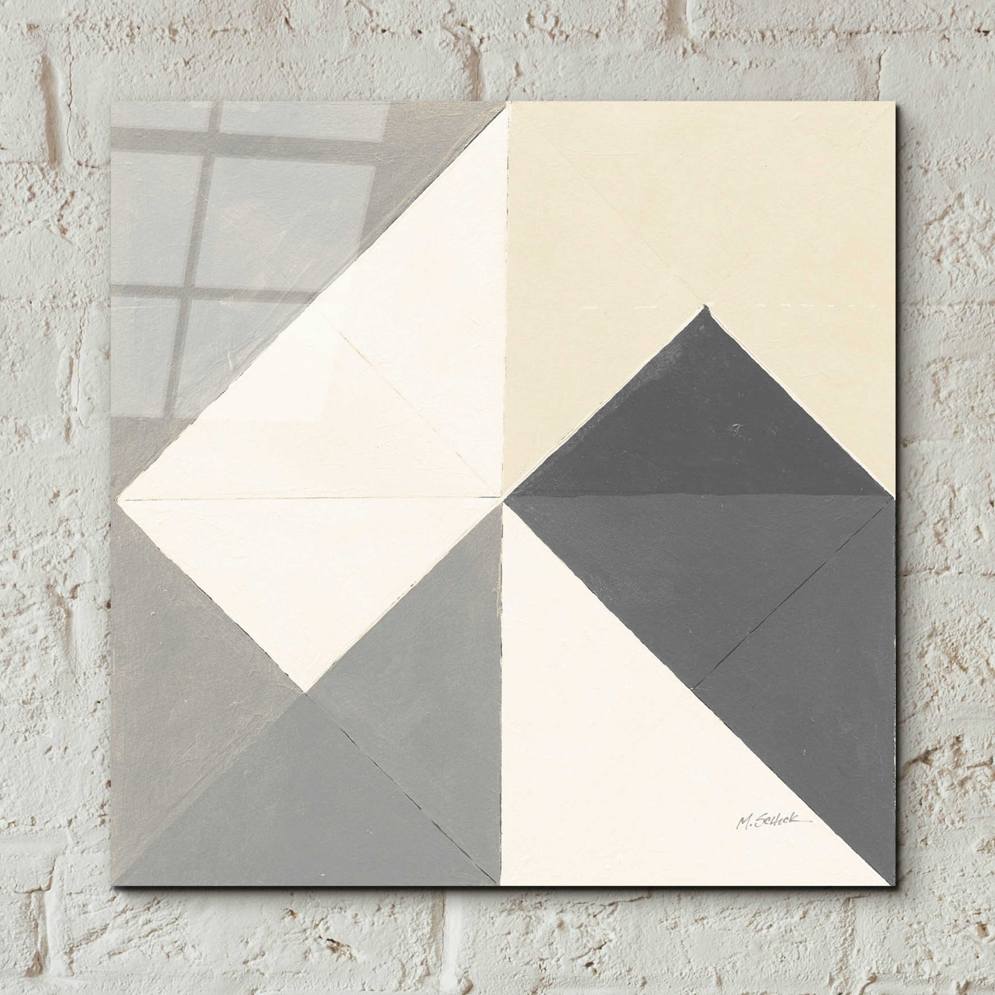 Epic Art 'Triangles IV Neutral Crop' by Mike Schick, Acrylic Glass Wall Art,12x12