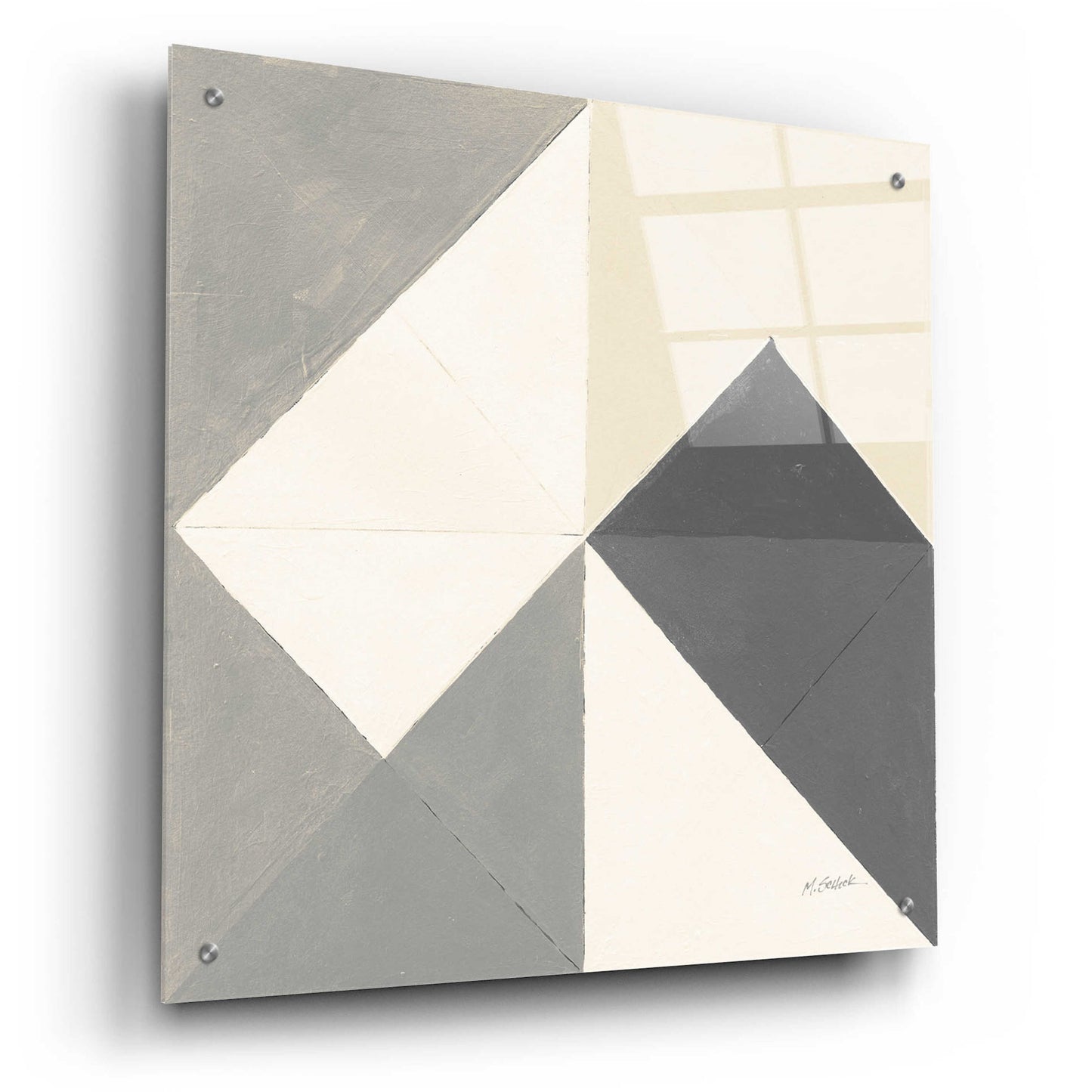 Epic Art 'Triangles IV Neutral Crop' by Mike Schick, Acrylic Glass Wall Art,24x24