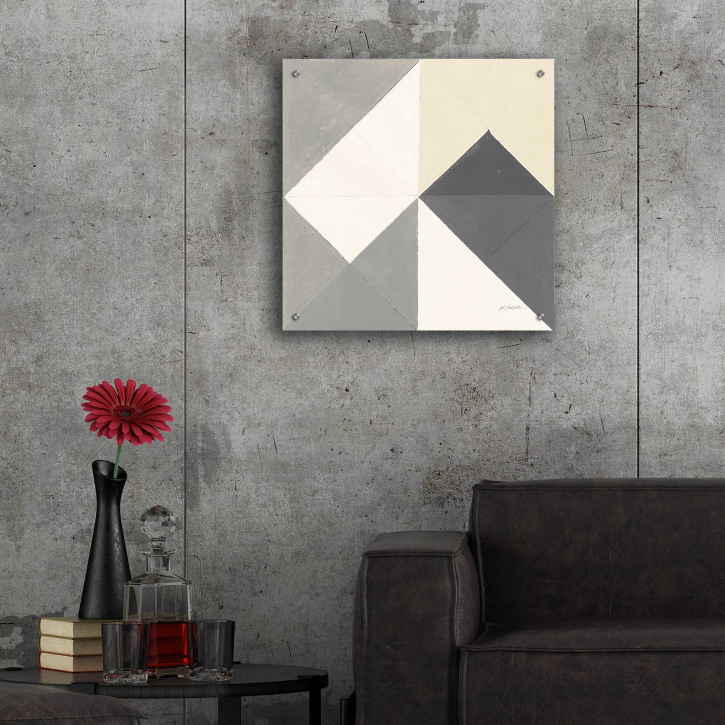 Epic Art 'Triangles IV Neutral Crop' by Mike Schick, Acrylic Glass Wall Art,24x24