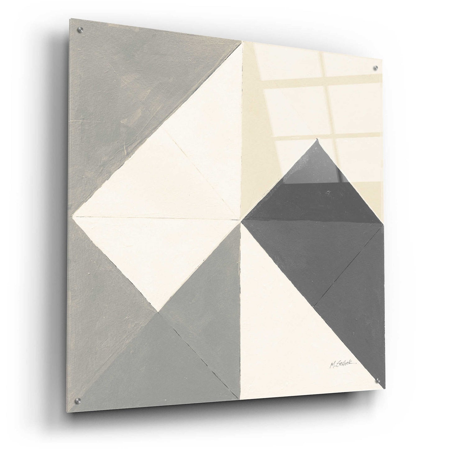 Epic Art 'Triangles IV Neutral Crop' by Mike Schick, Acrylic Glass Wall Art,36x36