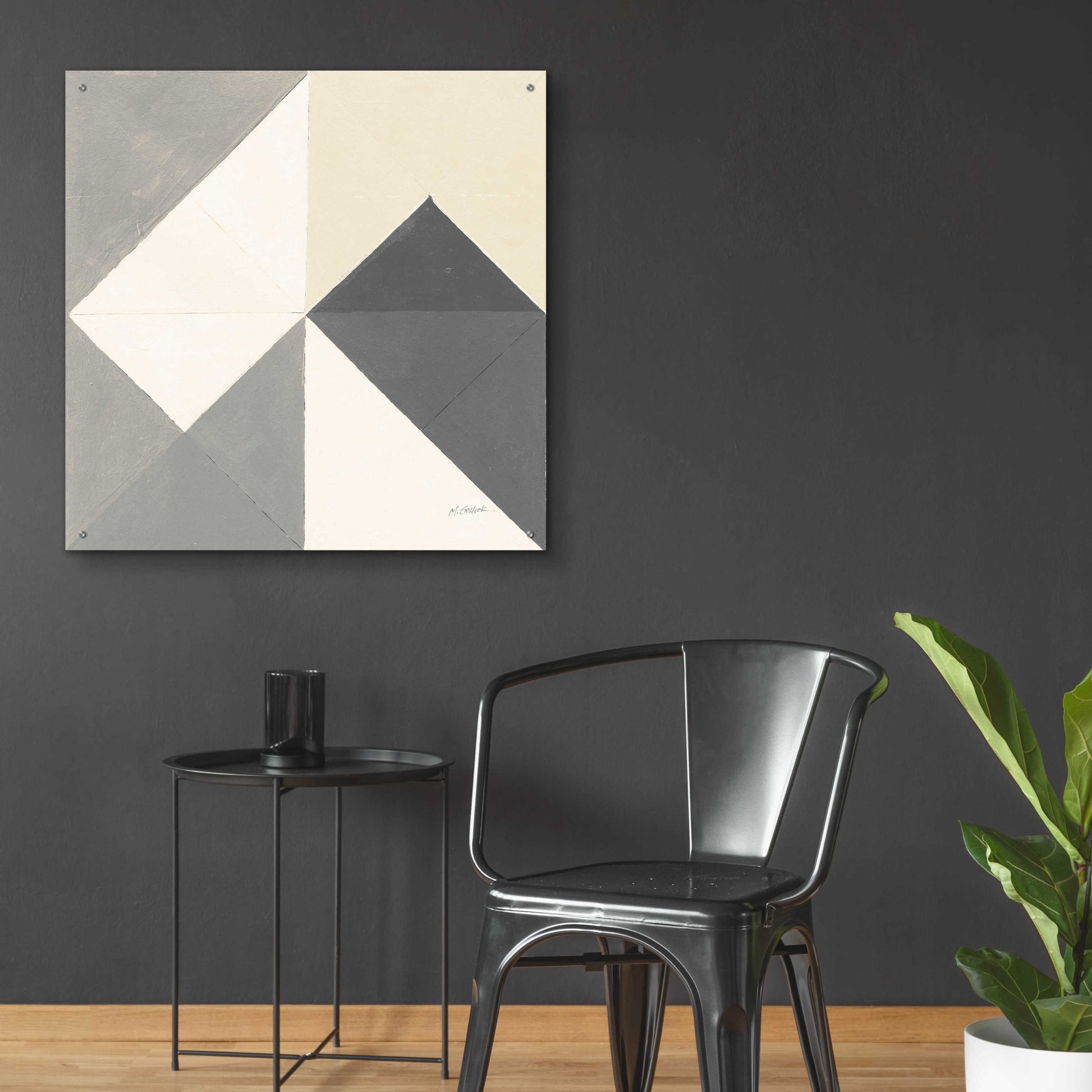 Epic Art 'Triangles IV Neutral Crop' by Mike Schick, Acrylic Glass Wall Art,36x36