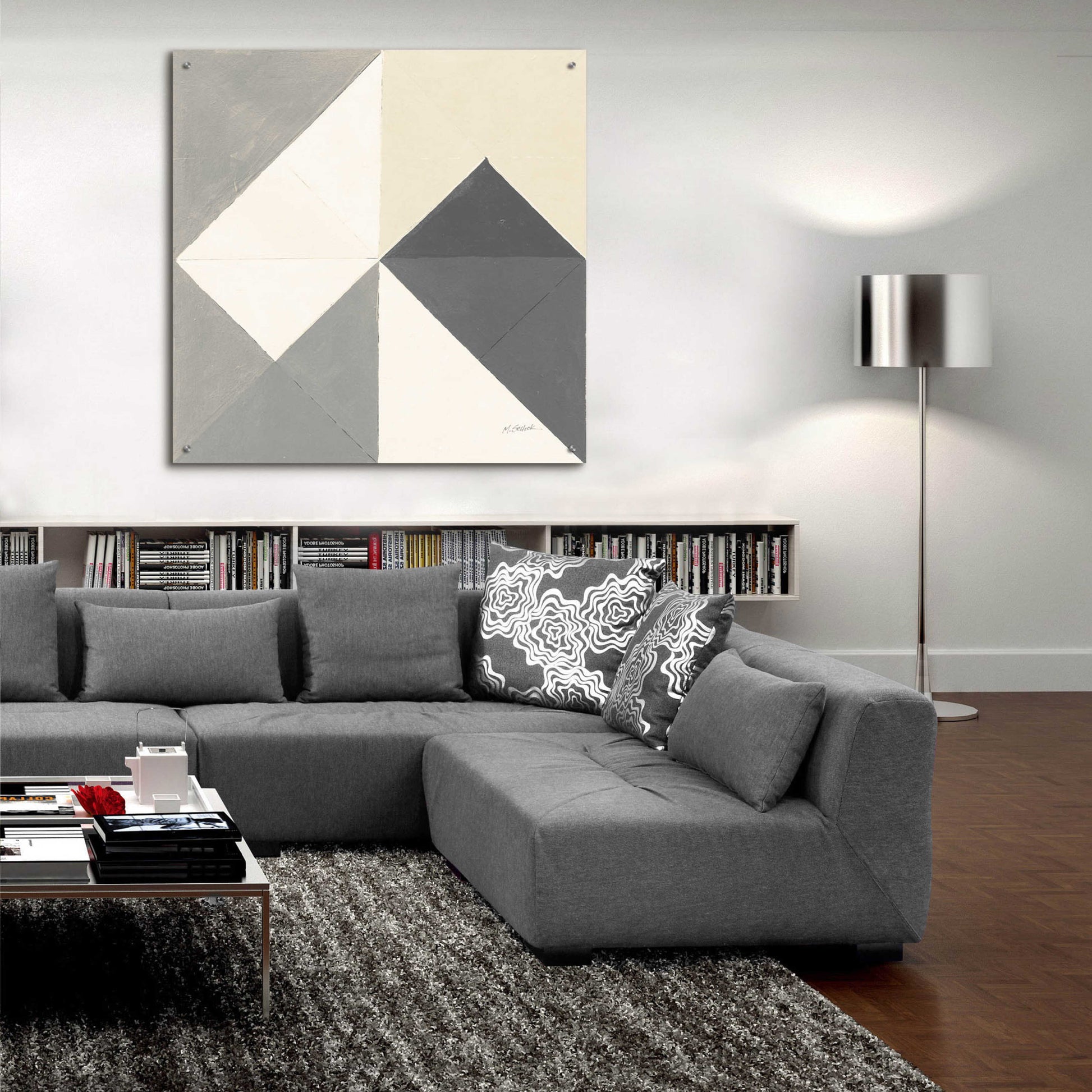 Epic Art 'Triangles IV Neutral Crop' by Mike Schick, Acrylic Glass Wall Art,36x36