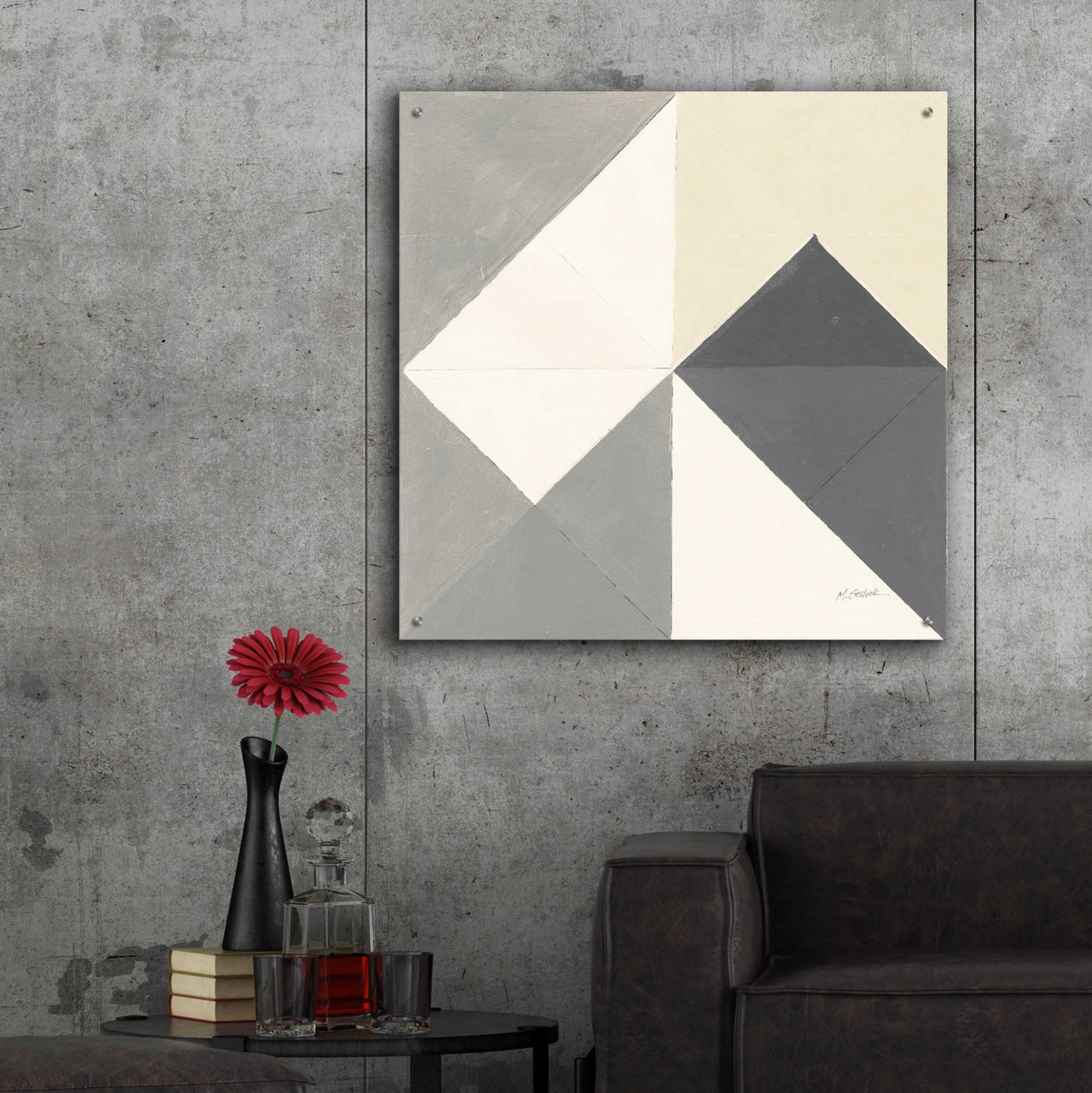 Epic Art 'Triangles IV Neutral Crop' by Mike Schick, Acrylic Glass Wall Art,36x36