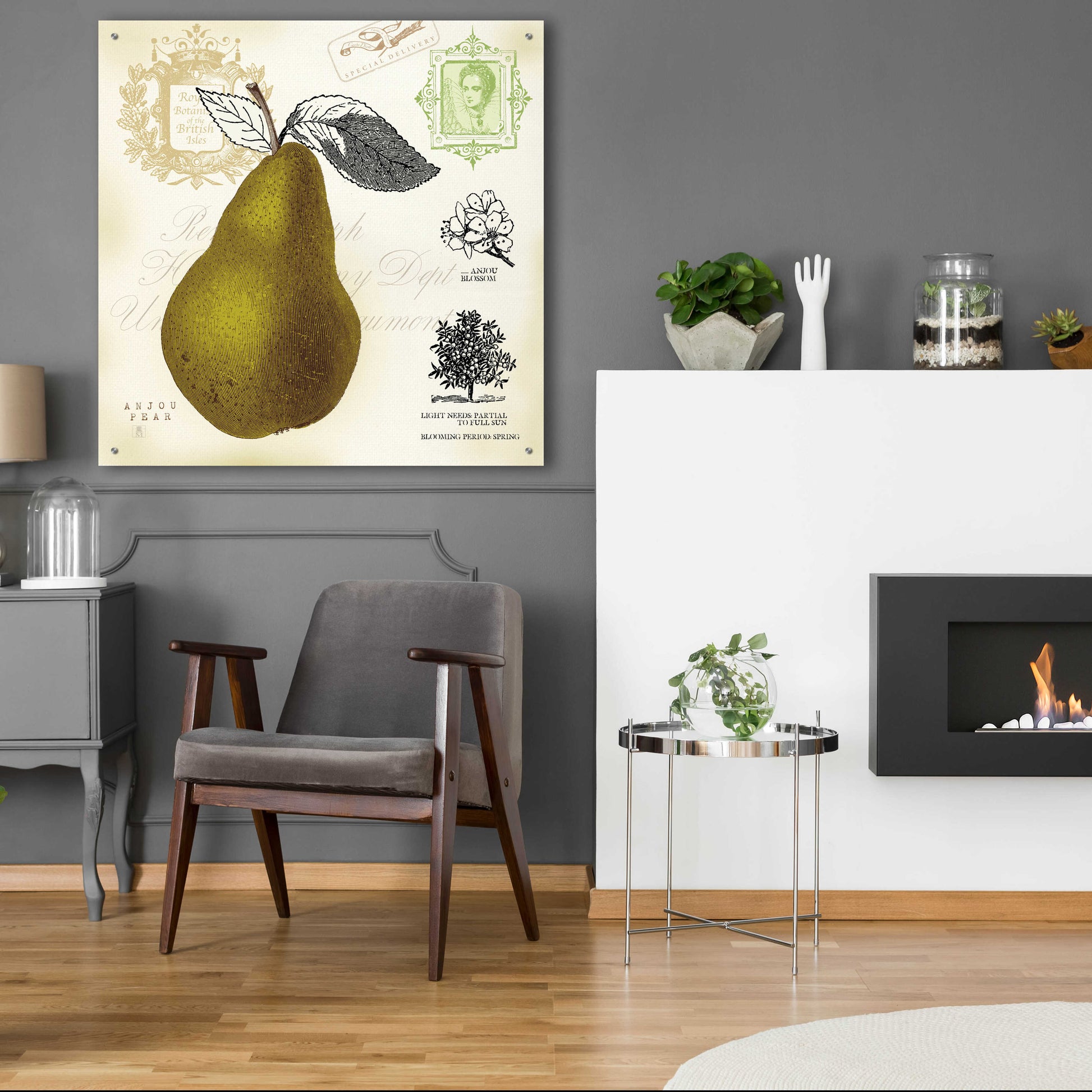 Epic Art 'Pear Notes' by Studio Mousseau, Acrylic Glass Wall Art,36x36