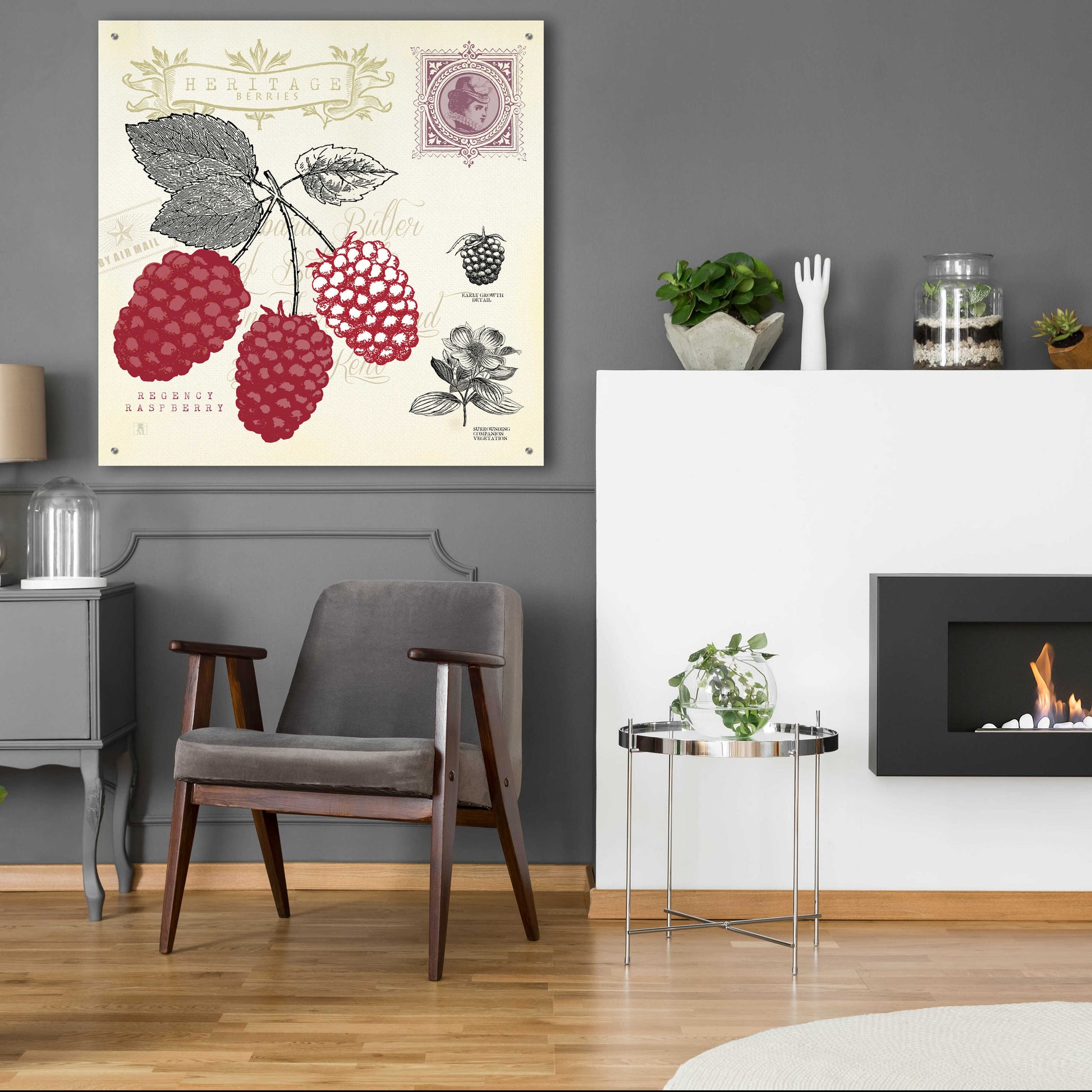 Epic Art 'Raspberry Notes' by Studio Mousseau, Acrylic Glass Wall Art,36x36