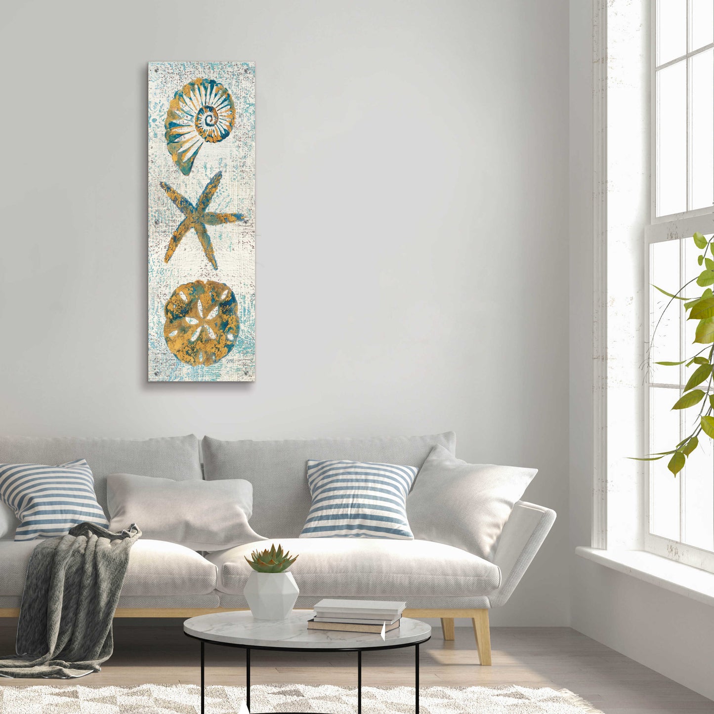 Epic Art 'Coastal Beauty Panel I' by Studio Mousseau, Acrylic Glass Wall Art,16x48