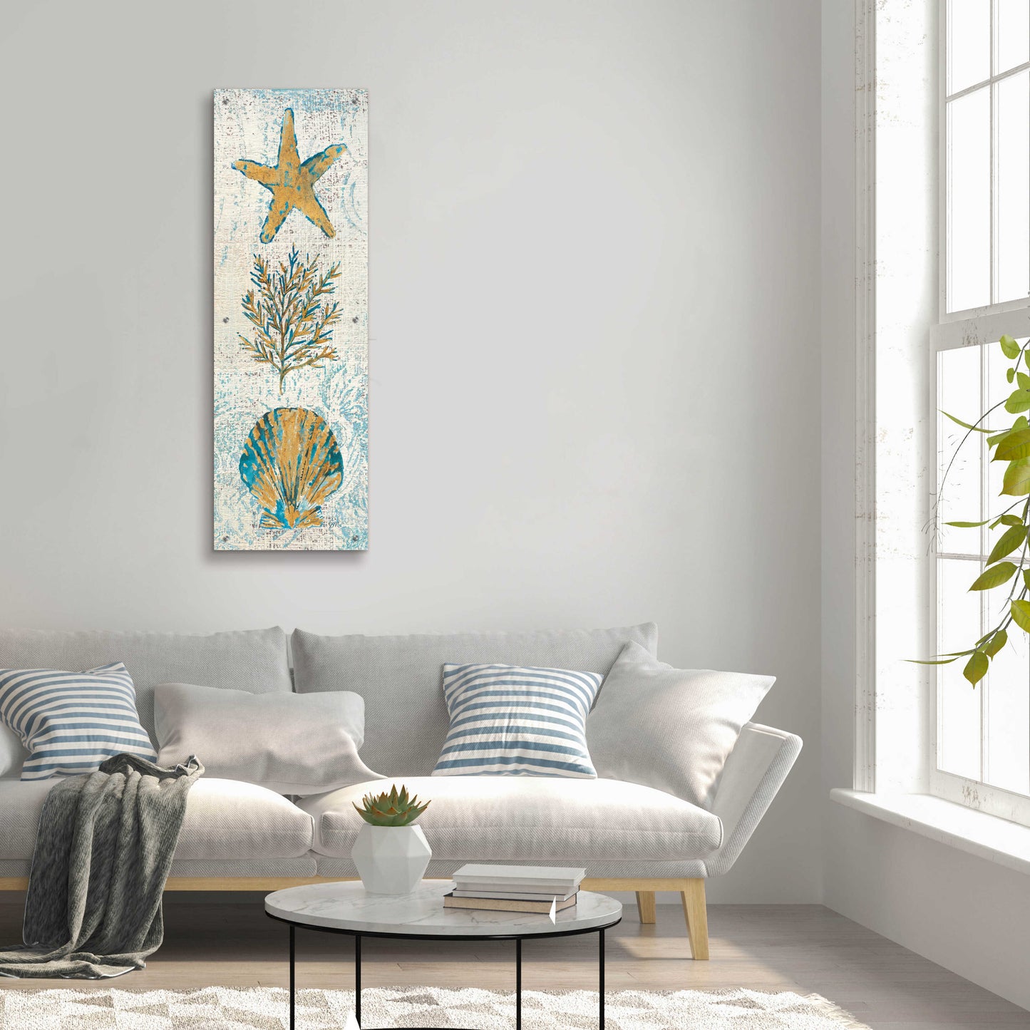 Epic Art 'Coastal Beauty Panel II' by Studio Mousseau, Acrylic Glass Wall Art,16x48