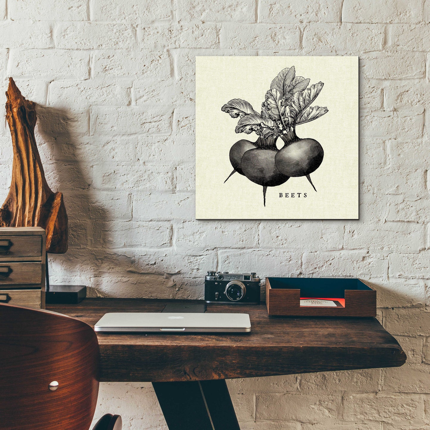 Epic Art 'Linen Vegetable BW Sketch Beets' by Studio Mousseau, Acrylic Glass Wall Art,12x12