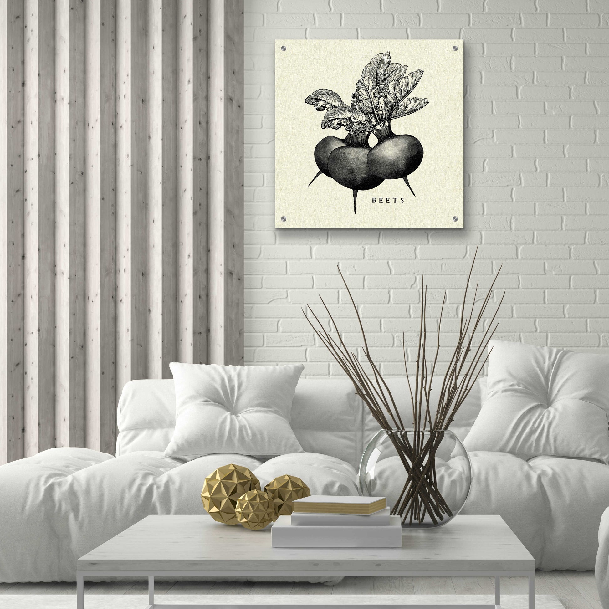 Epic Art 'Linen Vegetable BW Sketch Beets' by Studio Mousseau, Acrylic Glass Wall Art,24x24