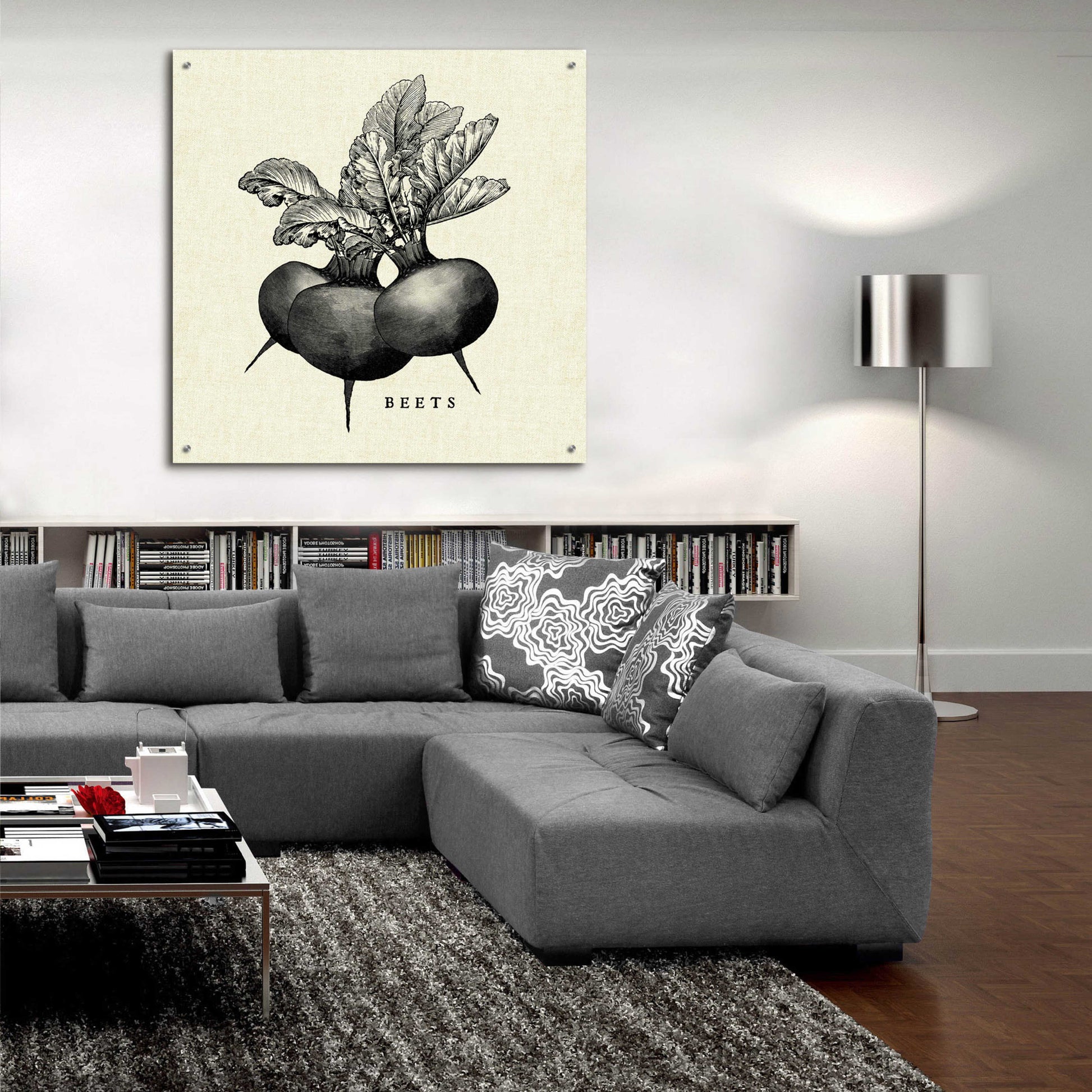 Epic Art 'Linen Vegetable BW Sketch Beets' by Studio Mousseau, Acrylic Glass Wall Art,36x36