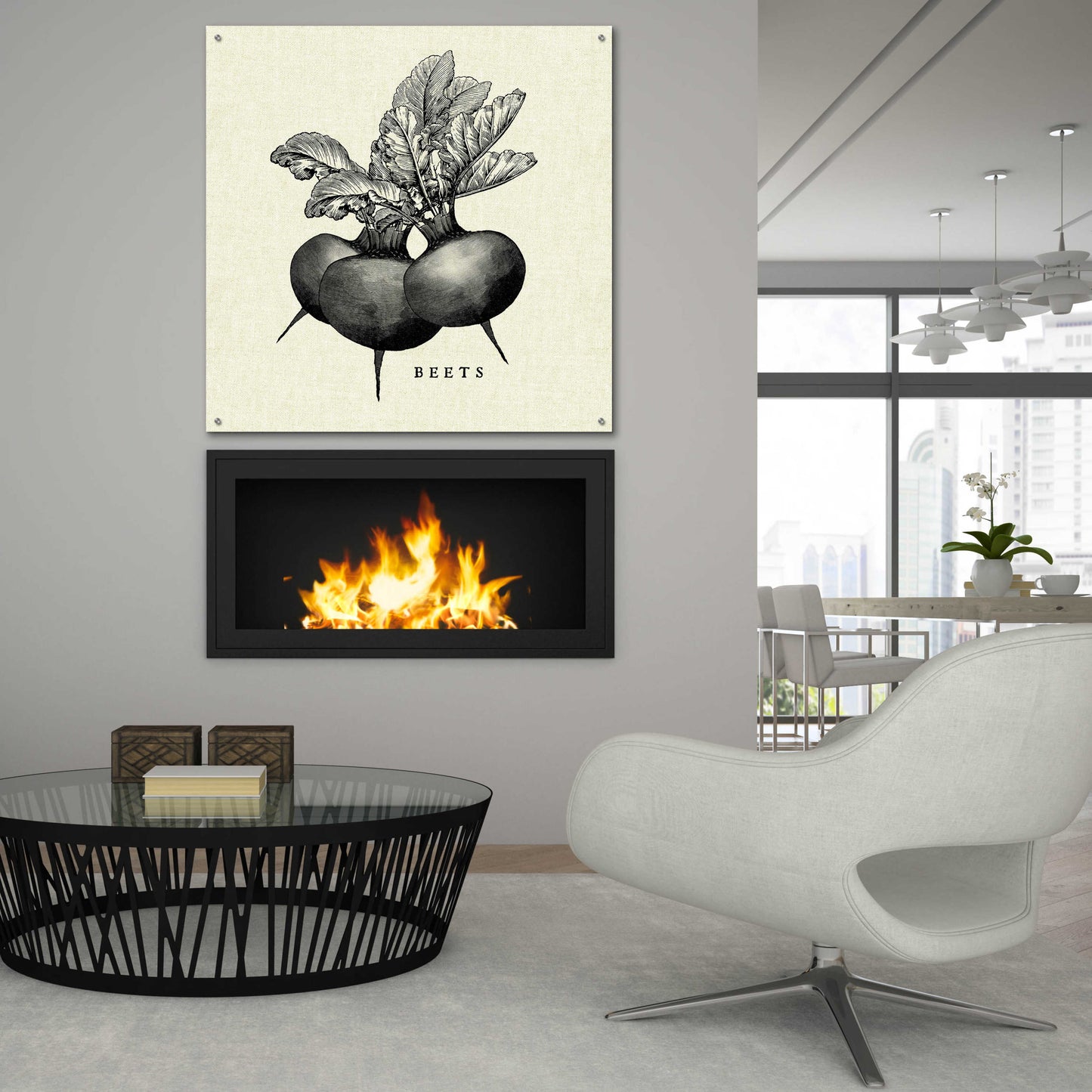 Epic Art 'Linen Vegetable BW Sketch Beets' by Studio Mousseau, Acrylic Glass Wall Art,36x36