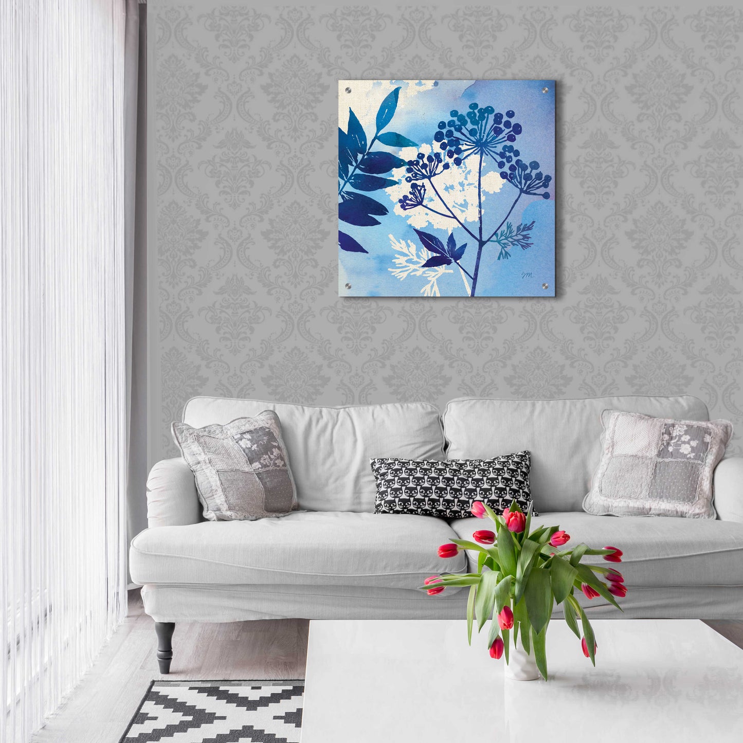 Epic Art 'Blue Sky Garden I' by Studio Mousseau, Acrylic Glass Wall Art,24x24