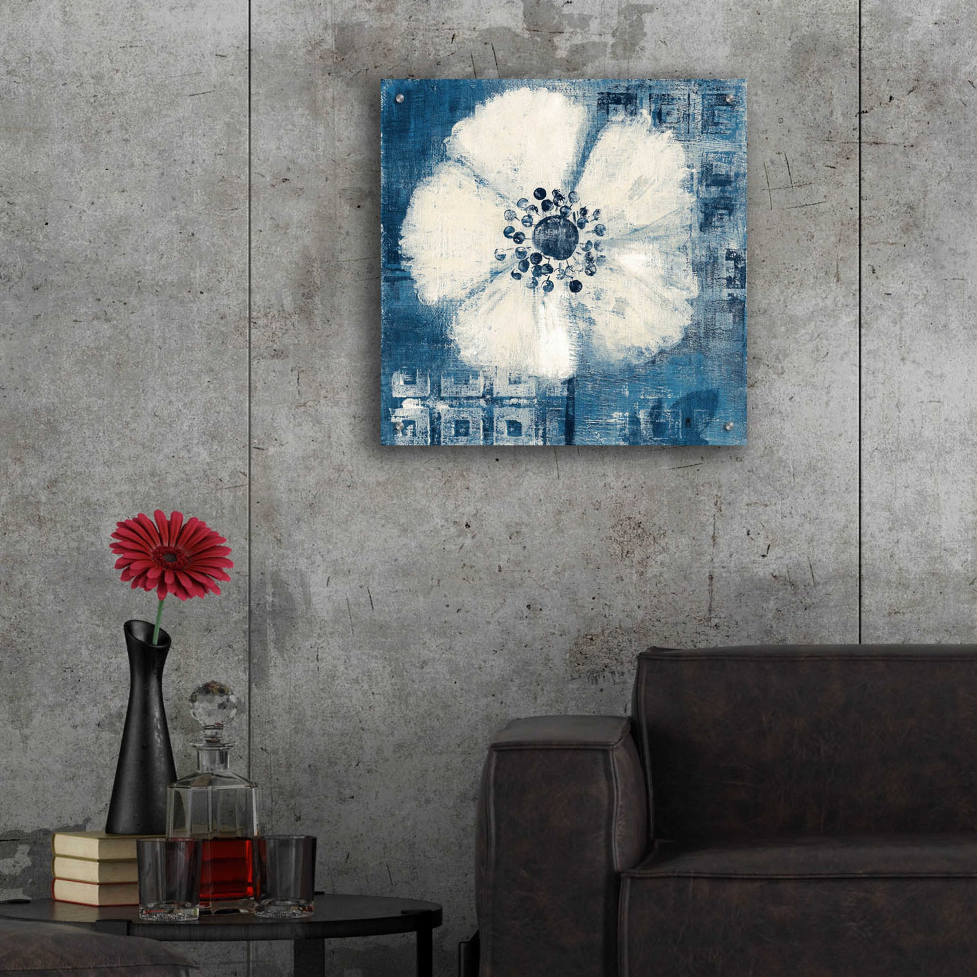 Epic Art 'Daisy for Barbara Blue Crop' by Studio Mousseau, Acrylic Glass Wall Art,24x24