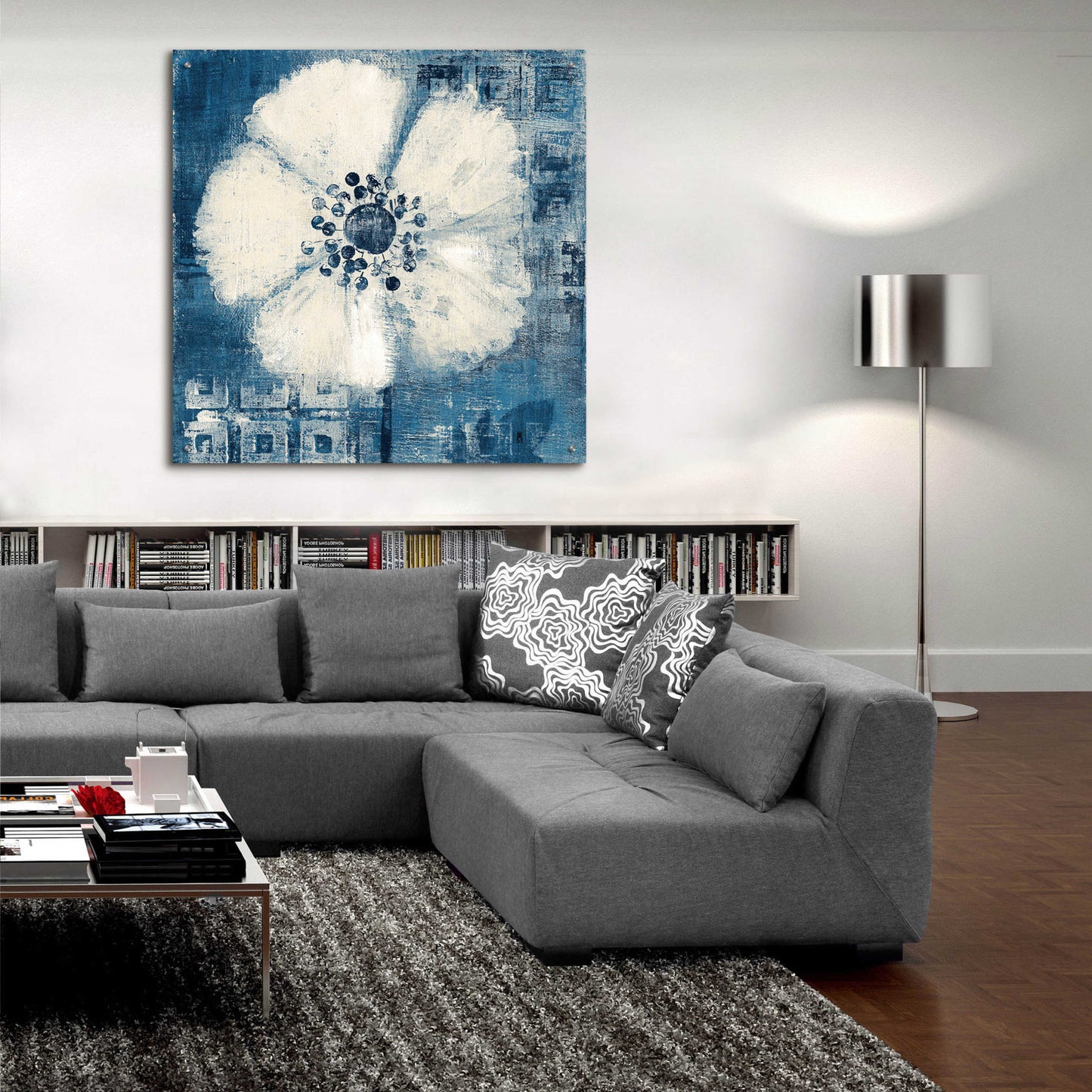 Epic Art 'Daisy for Barbara Blue Crop' by Studio Mousseau, Acrylic Glass Wall Art,36x36